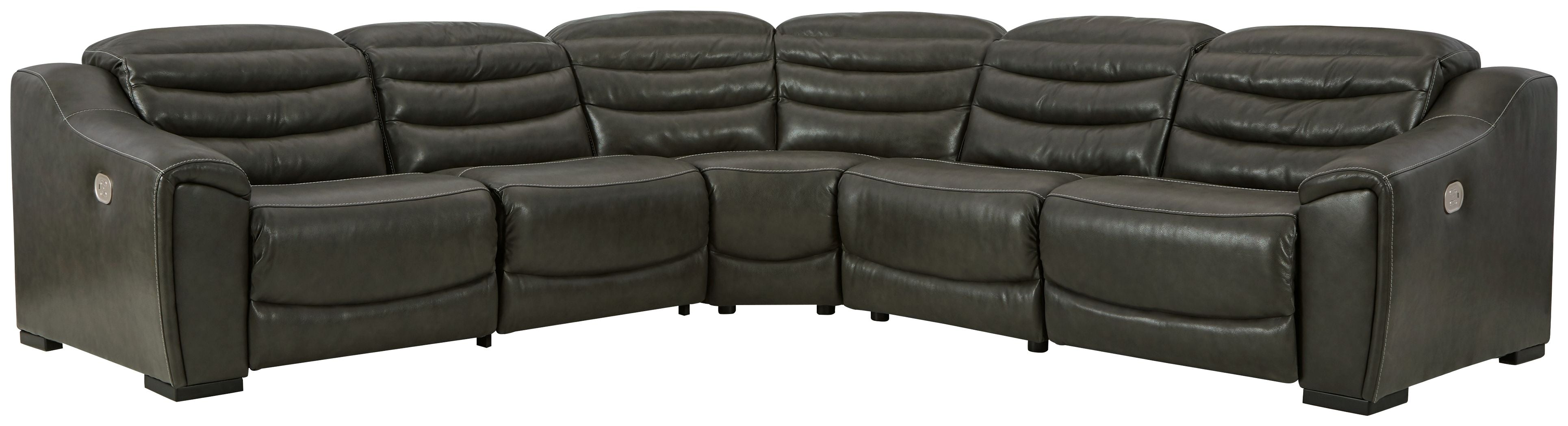 Center Line Leather Power Recliner Sectional-Signature Design by Ashley®-American Furniture Outlet