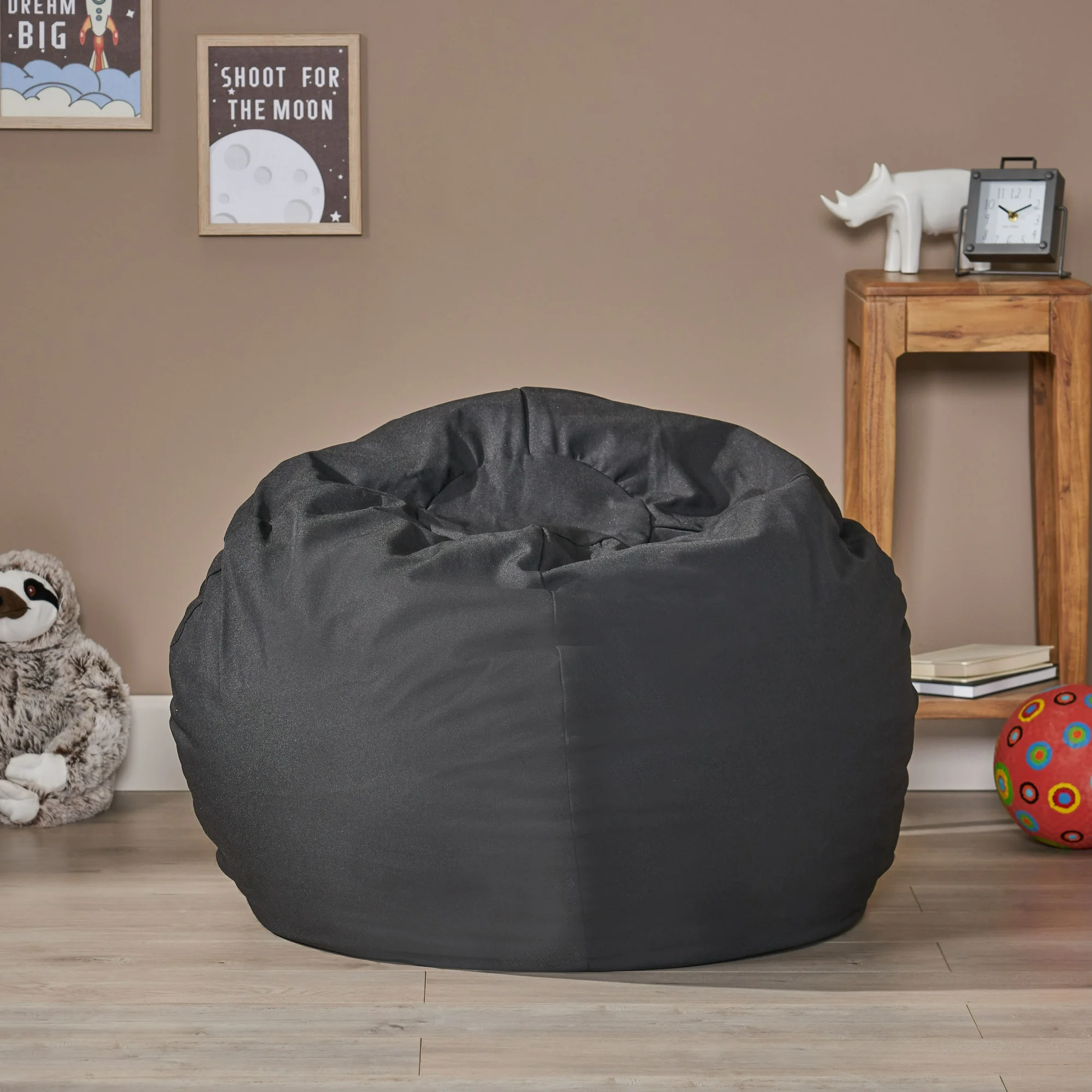 Chisholm Oversized Black Bean Bag Chair-American Furniture Outlet