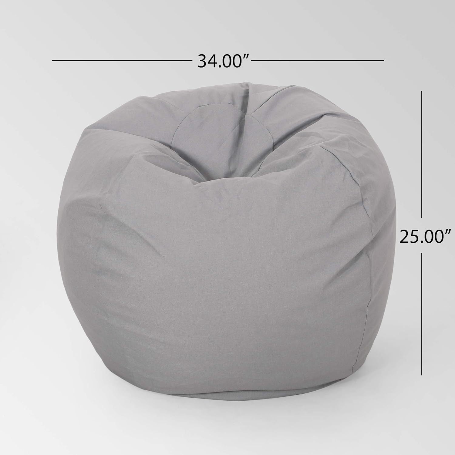 Chrisholm Light Grey Bean Bag (25 in. x 34 in. x 34 in.)-American Furniture Outlet