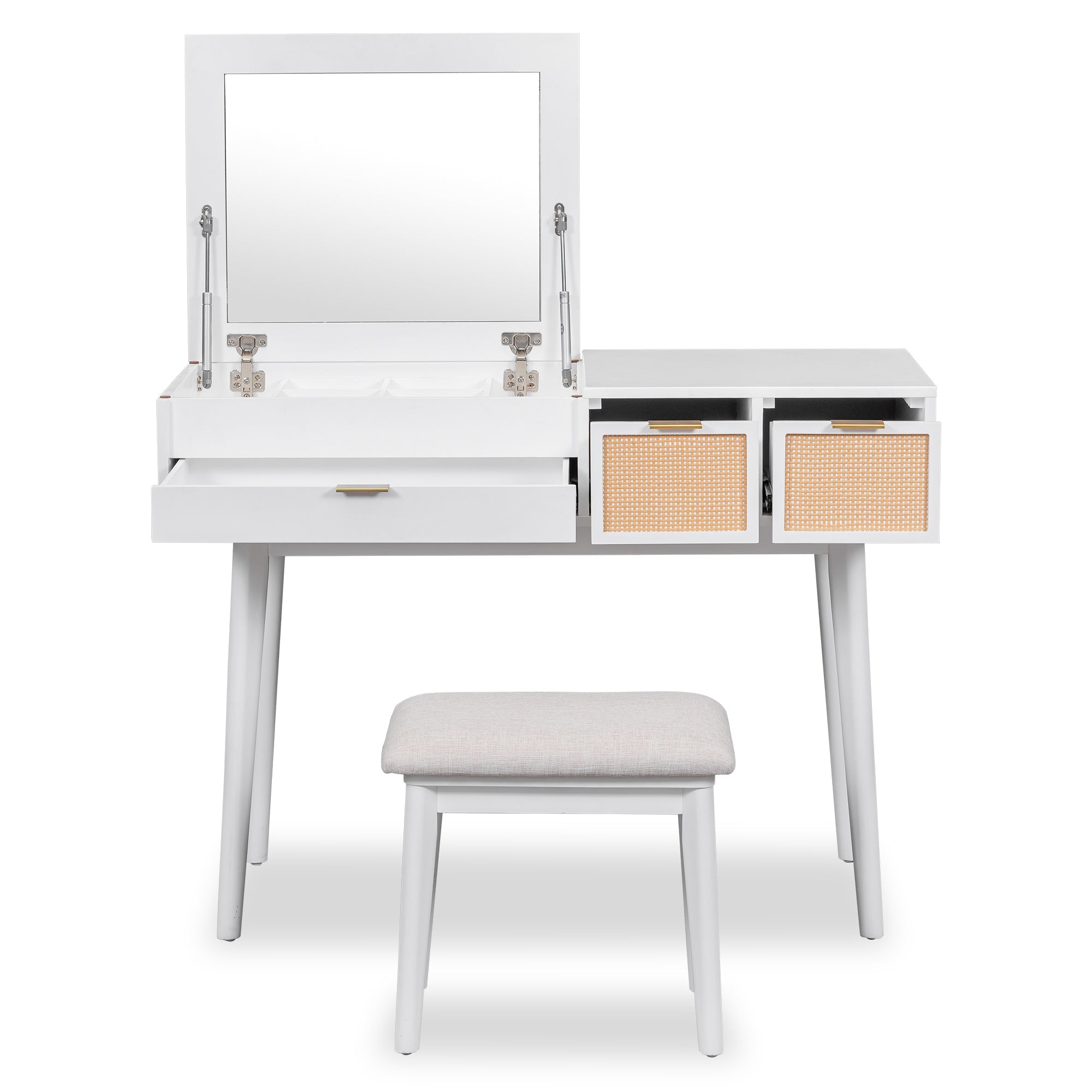 Classic Wood Makeup Vanity Set - 43.3" White-American Furniture Outlet