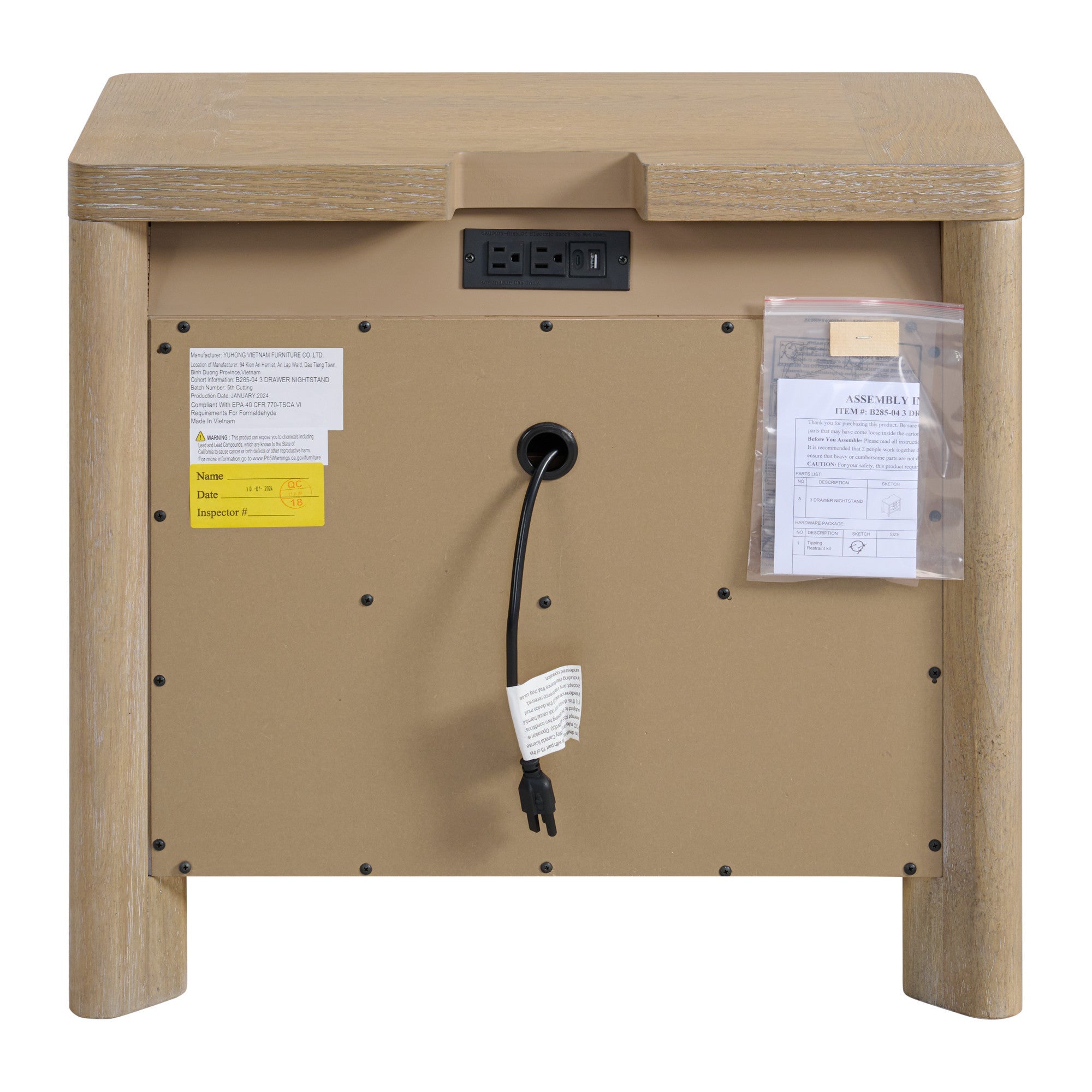 Clove Tan Nightstand - 3 Drawers-American Furniture Outlet