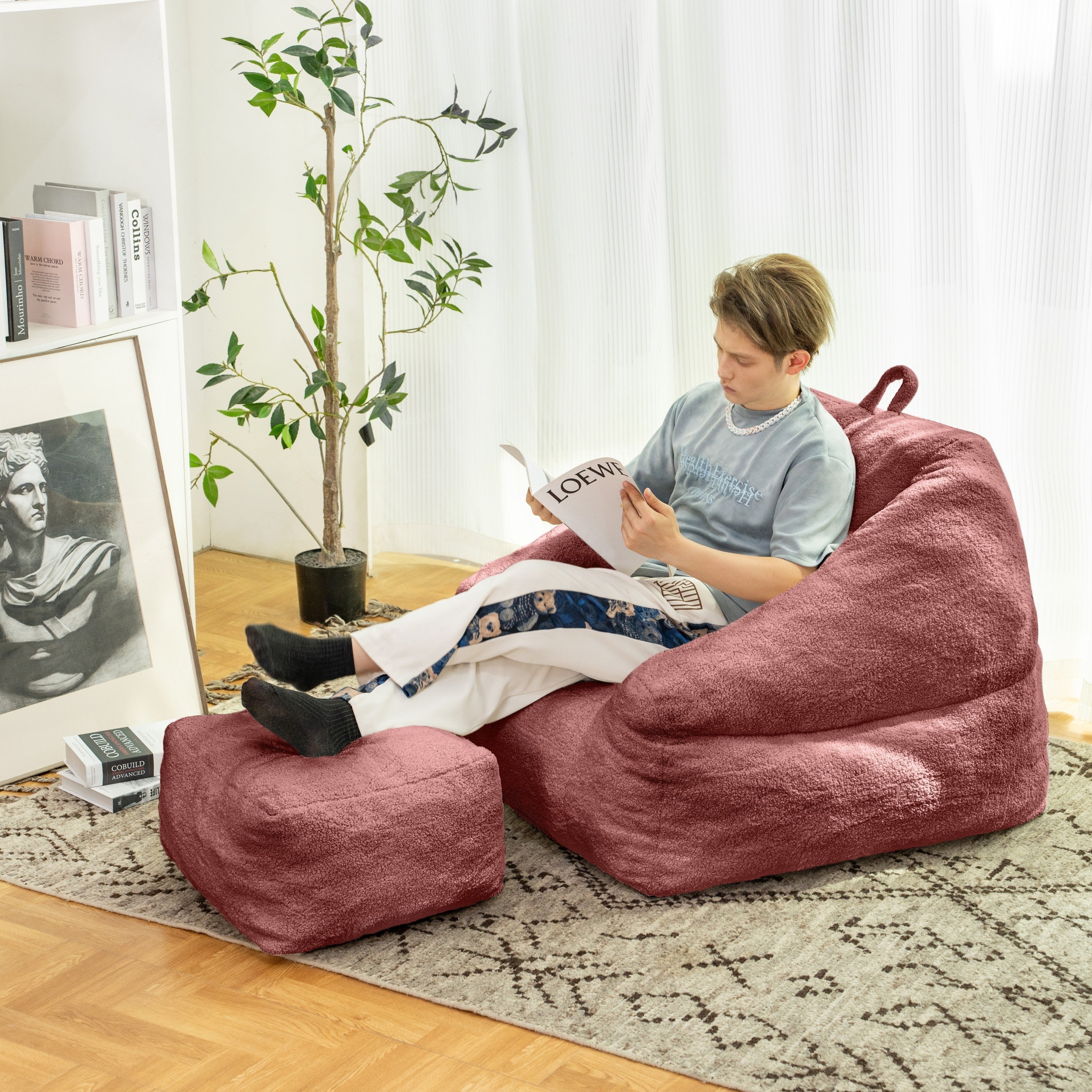 Comfy Bean Bag Chair with Memory Foam Filling-American Furniture Outlet