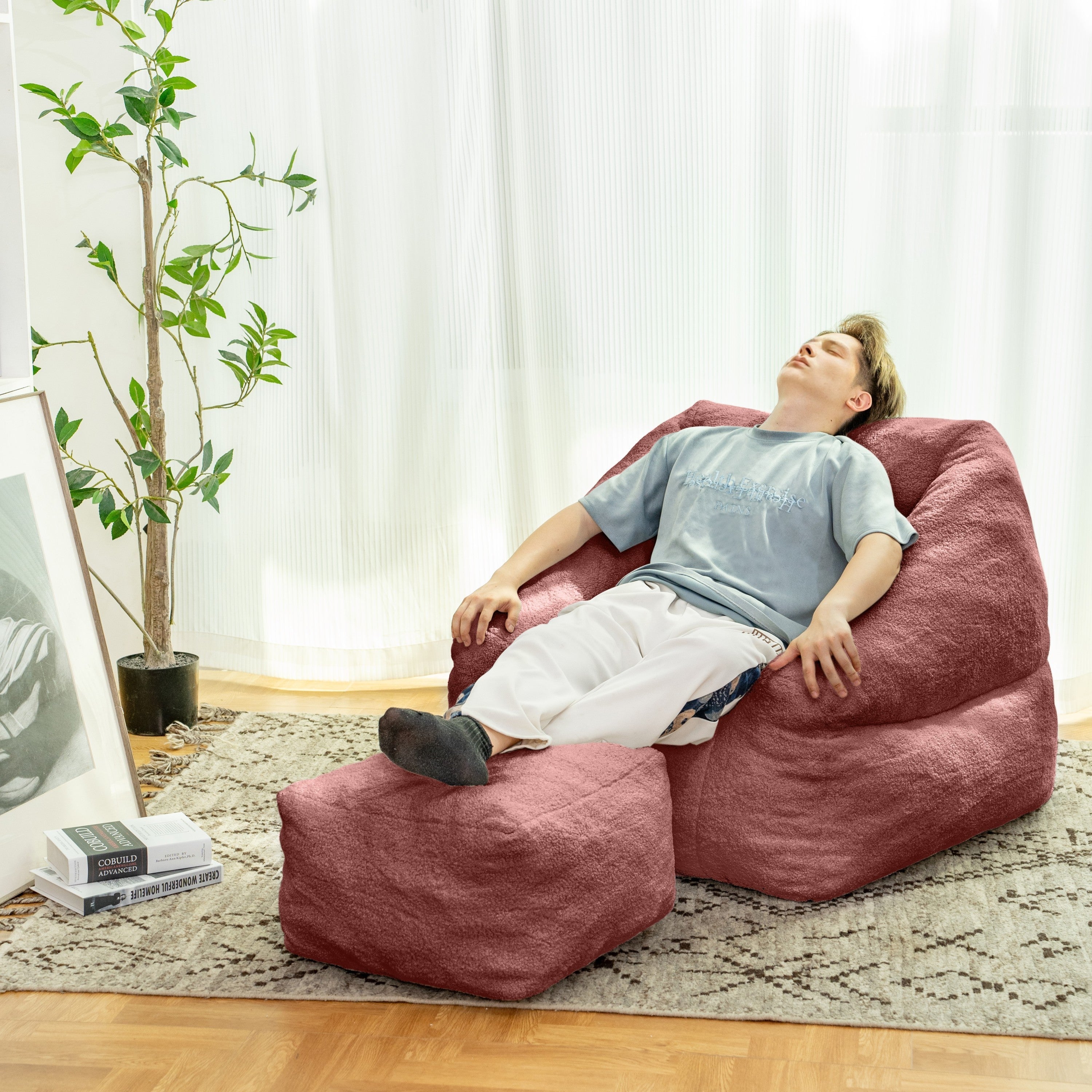 Comfy Bean Bag Chair with Memory Foam Filling-American Furniture Outlet