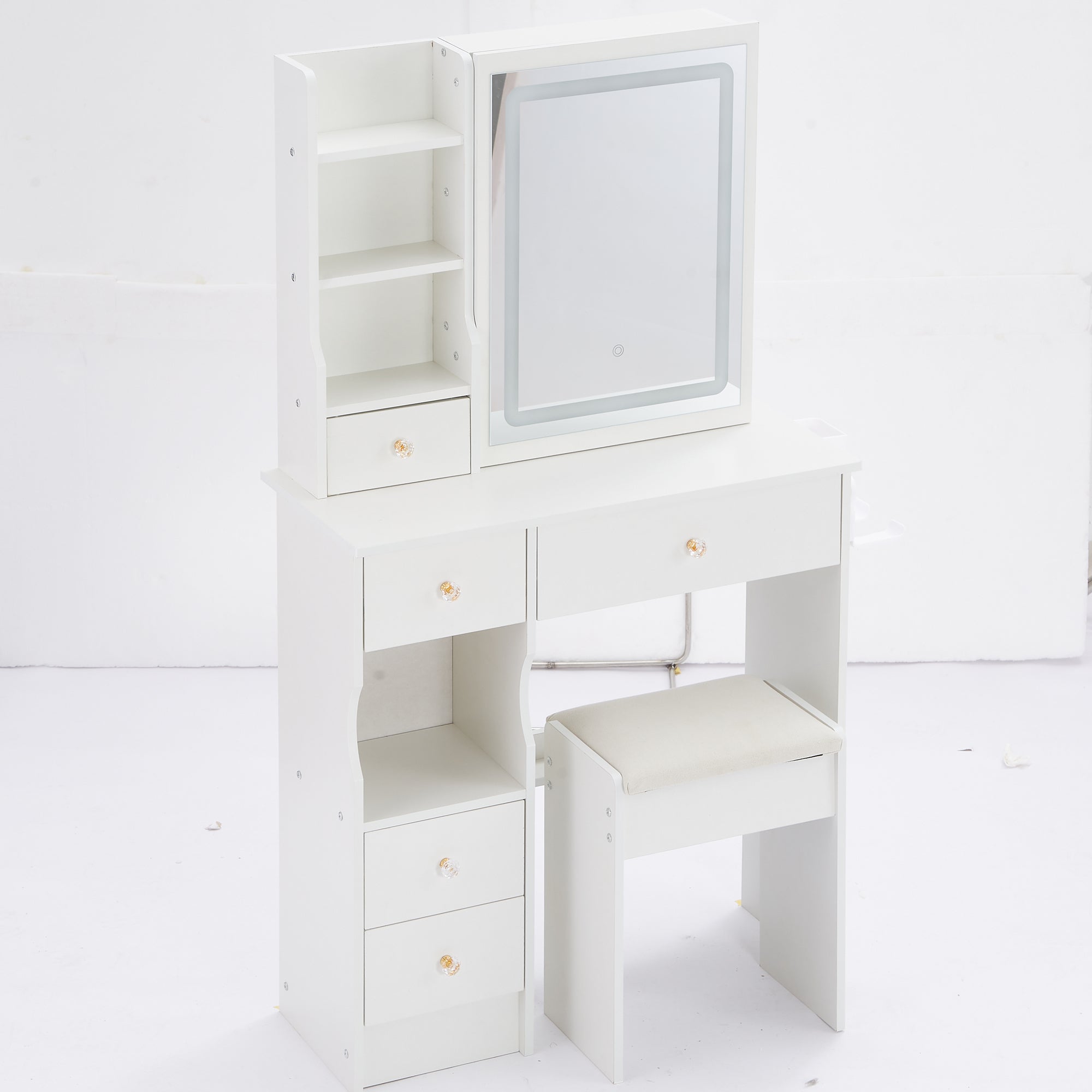 Compact Vanity Table w/ LED Mirror & Power Station-American Furniture Outlet