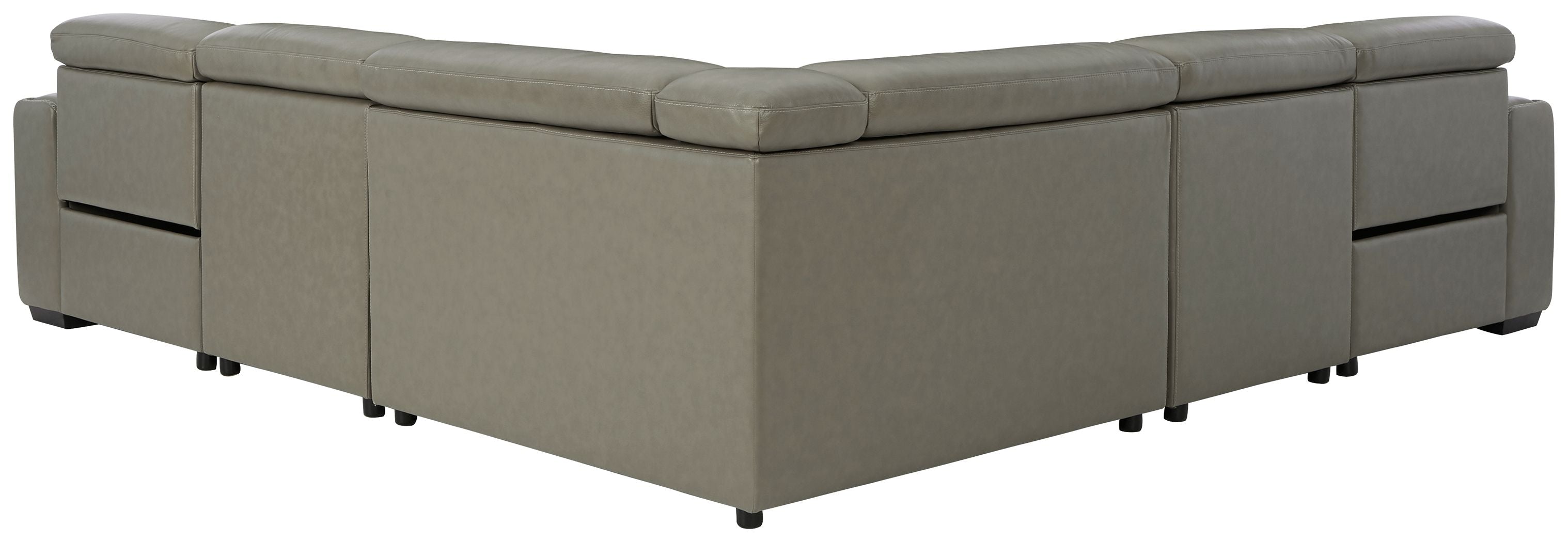 Correze Gray Leather Power Reclining Sectional-Signature Design by Ashley®-American Furniture Outlet