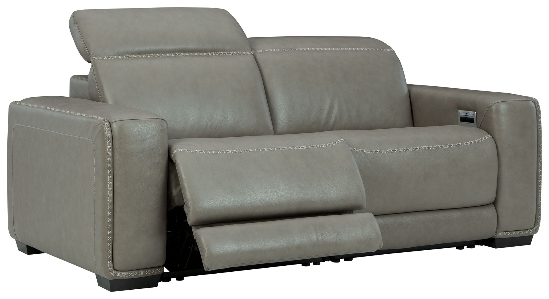 Correze Gray Leather Power Reclining Sectional-Signature Design by Ashley®-American Furniture Outlet