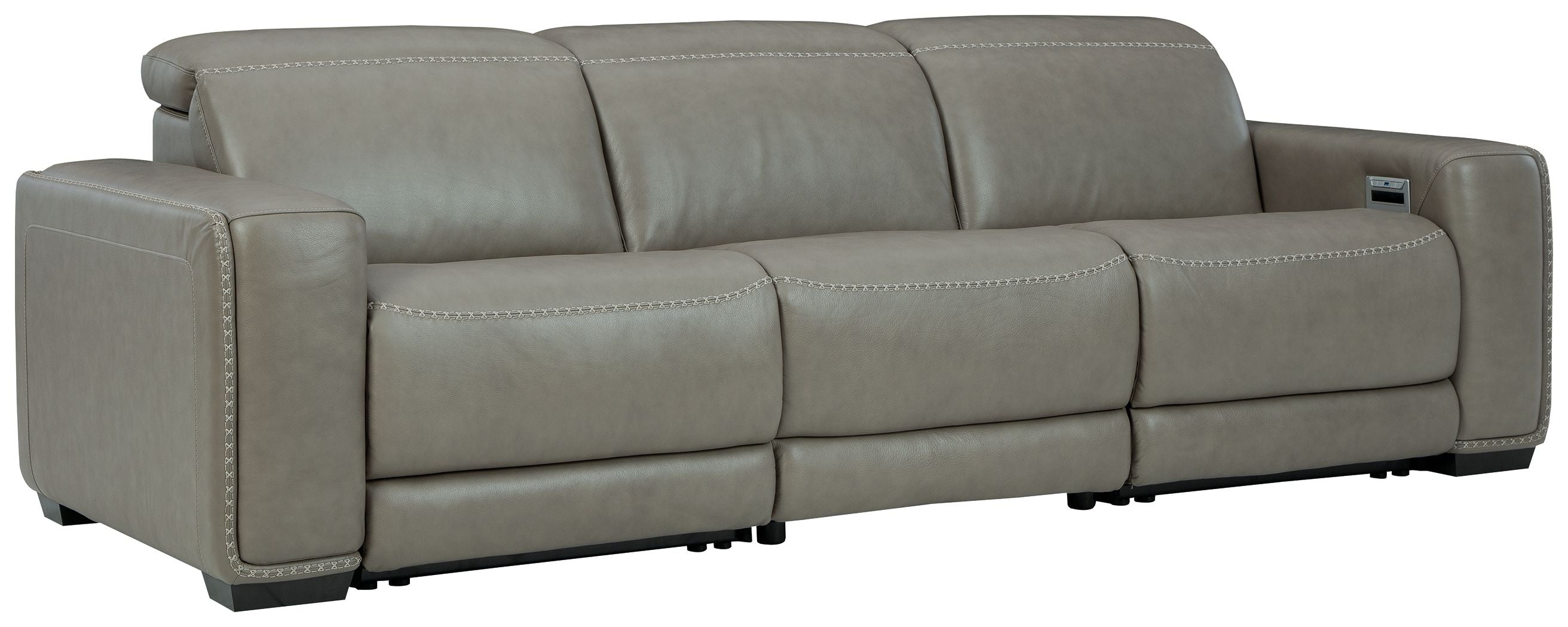 Correze Gray Leather Power Reclining Sectional-Signature Design by Ashley®-American Furniture Outlet