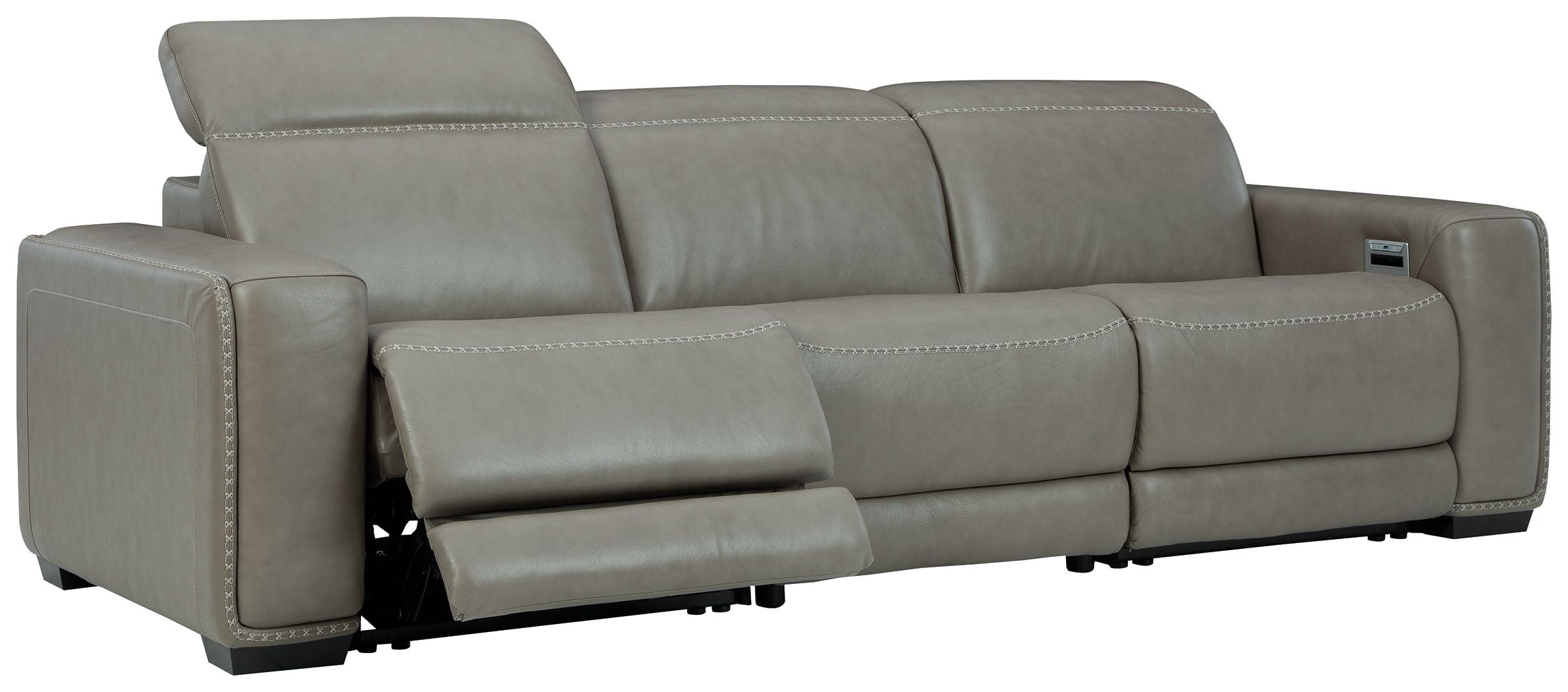 Correze Gray Leather Power Reclining Sectional-Signature Design by Ashley®-American Furniture Outlet