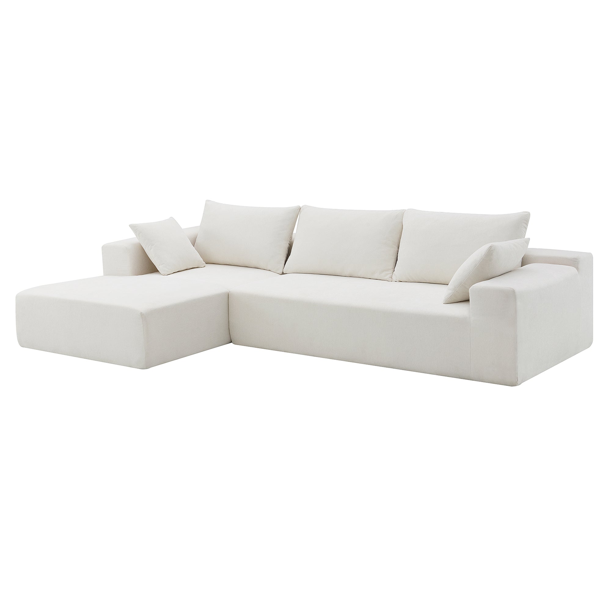 Cozy White L-Shape Chenille Sectional - Modern Modular Sleeper Sofa-American Furniture Outlet -American Furniture Outlet