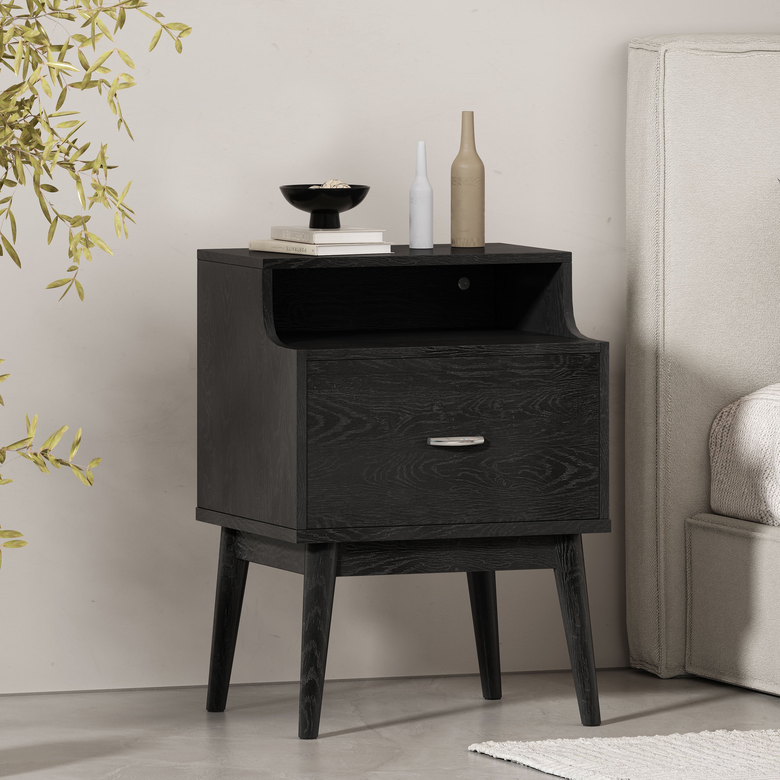 DISA 1-Drawer Nightstand - Modern Bedside Table-American Furniture Outlet