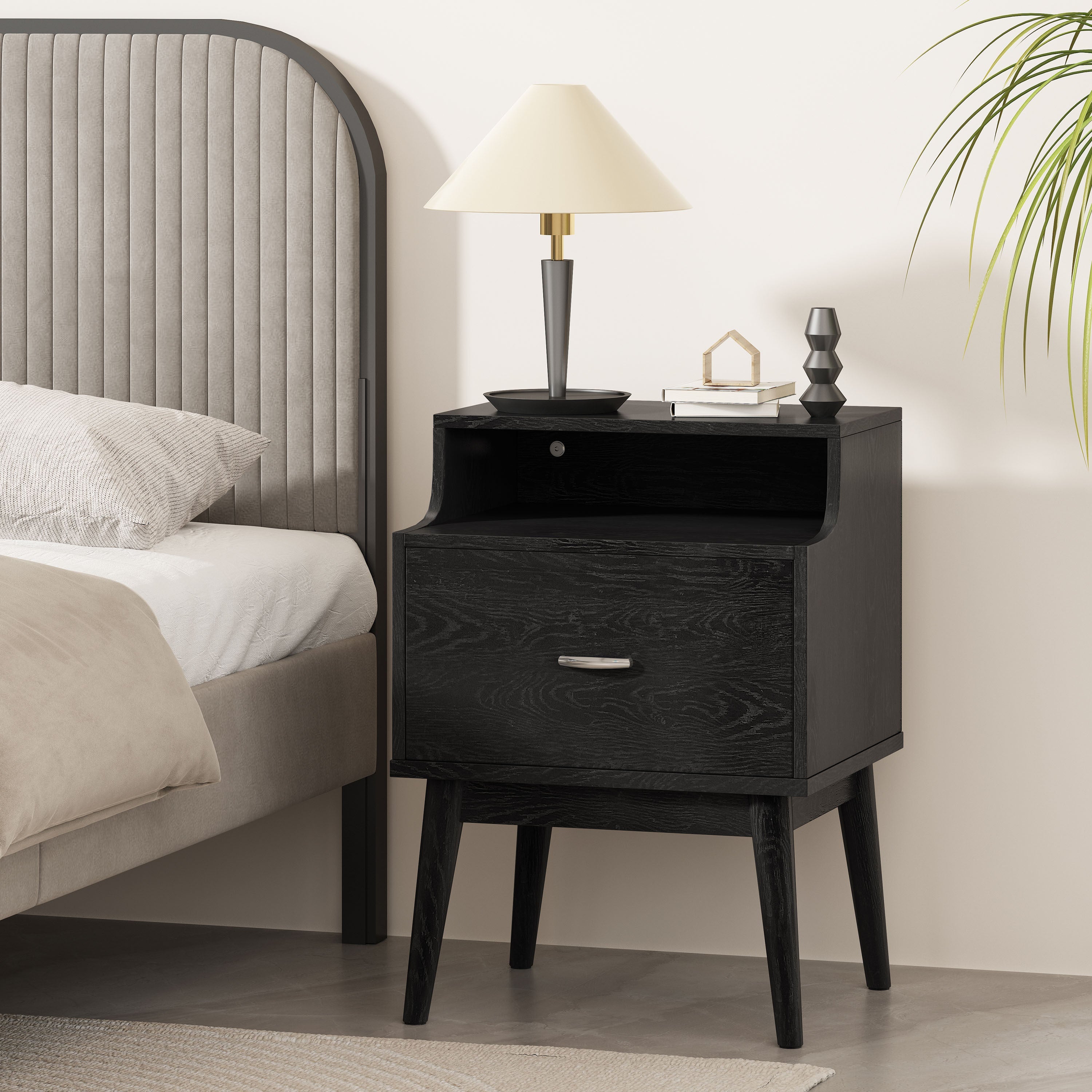 DISA 1-Drawer Nightstand - Modern Bedside Table-American Furniture Outlet