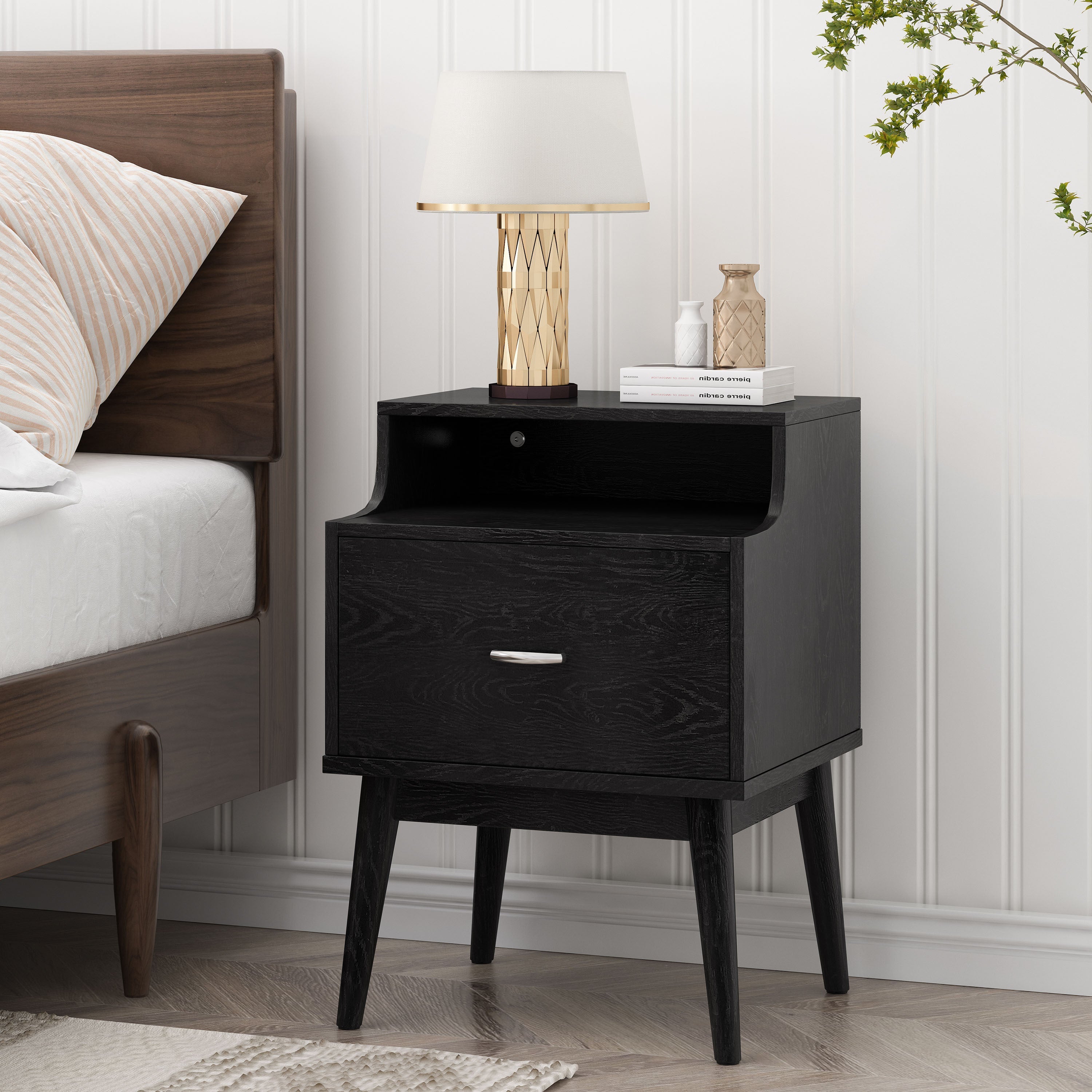 DISA 1-Drawer Nightstand - Modern Bedside Table-American Furniture Outlet