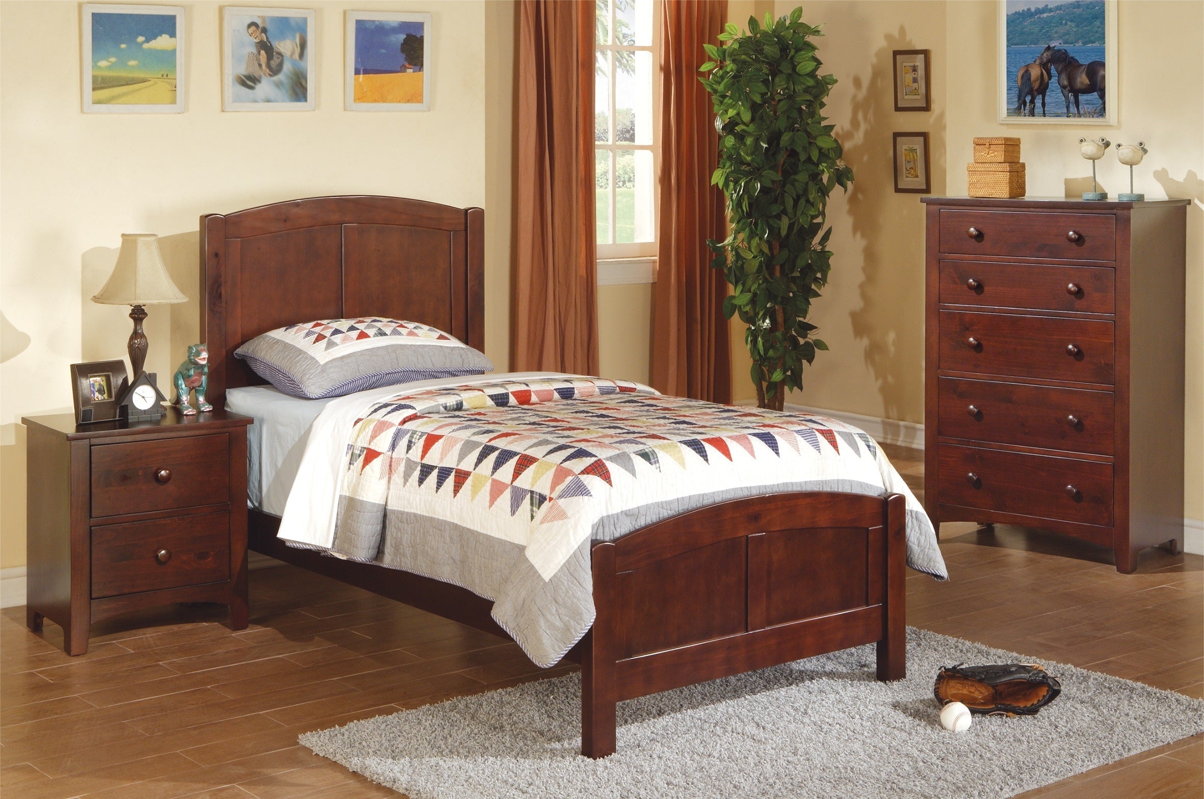 Dark Oak Nightstand - 2 Drawers-American Furniture Outlet