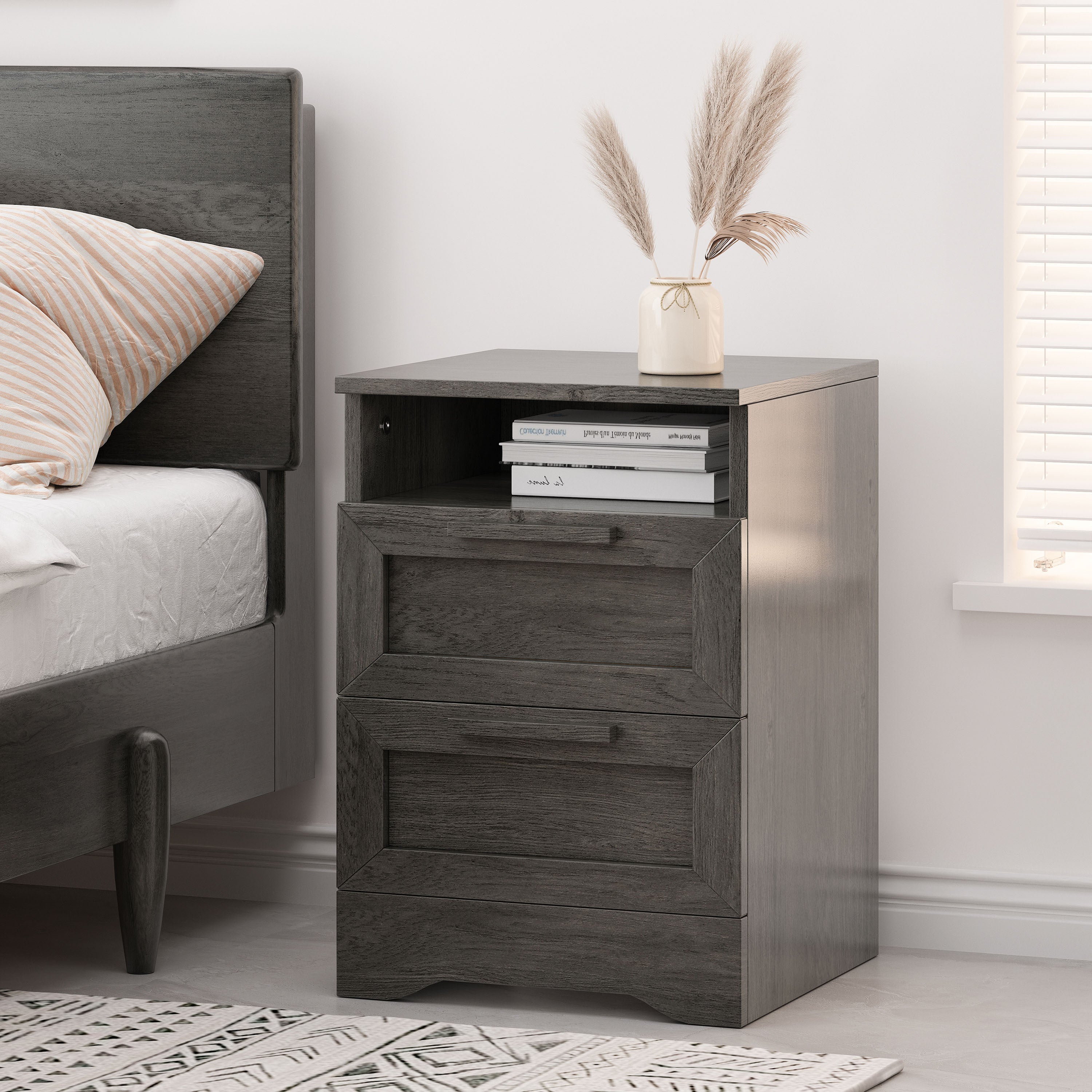 Delaney 2-Drawer Nightstand Gray-American Furniture Outlet