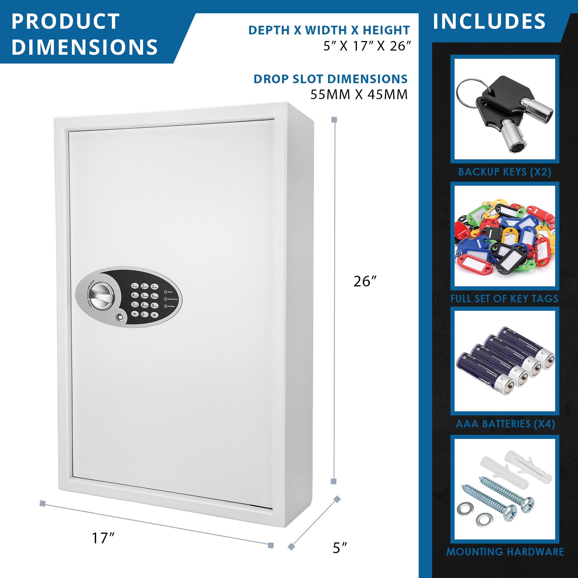 Digital Key Cabinet | 144 Key Safe Box-American Furniture Outlet