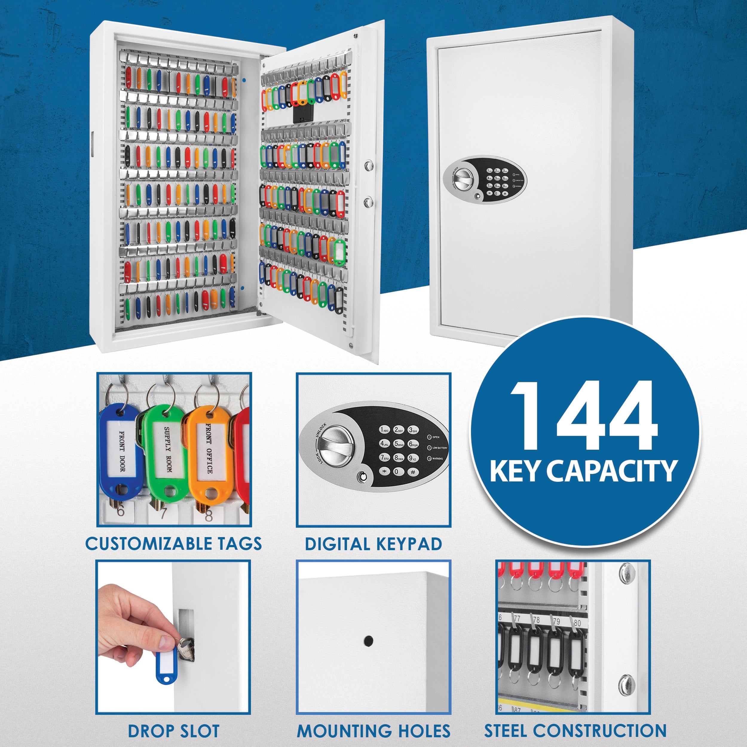 Digital Key Cabinet | 144 Key Safe Box-American Furniture Outlet