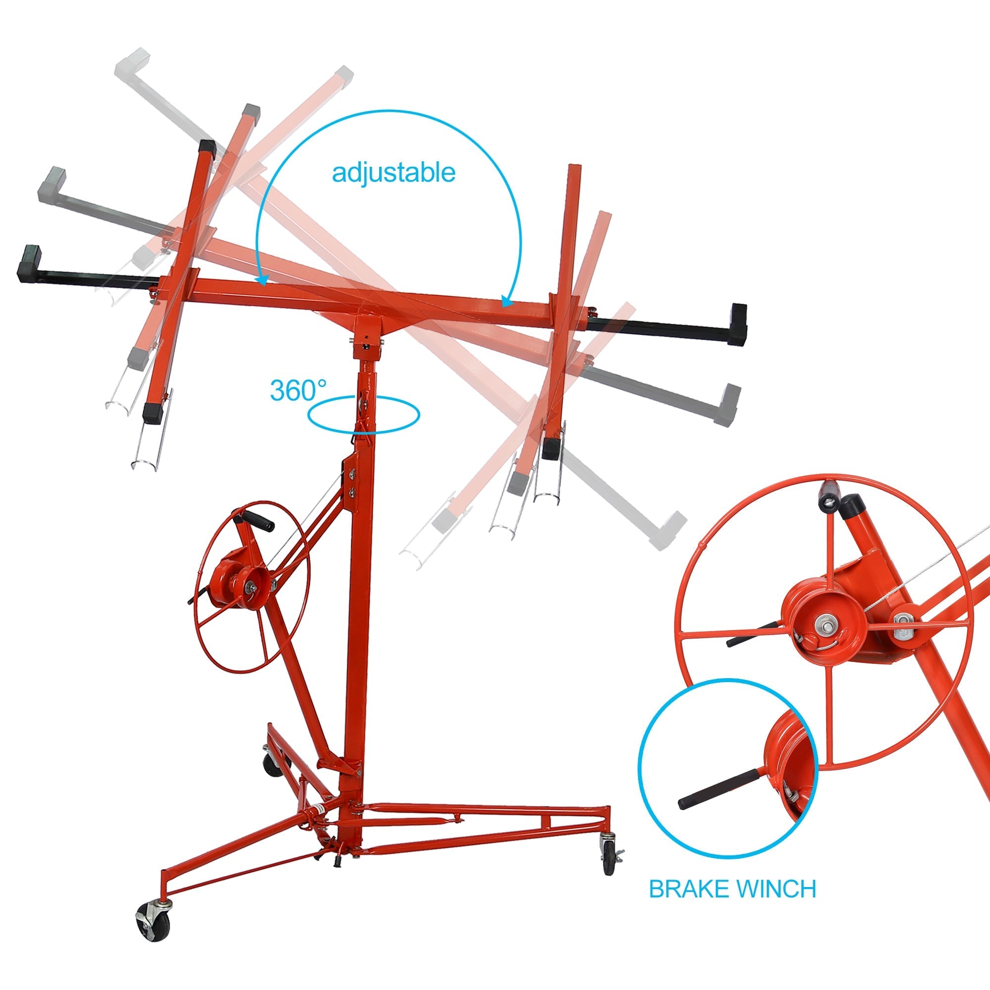 Drywall Lift Panel 11' Lift Drywall Panel Hoist Jack Lifter | Red | Convenient Solution for Drywall Installation-American Furniture Outlet