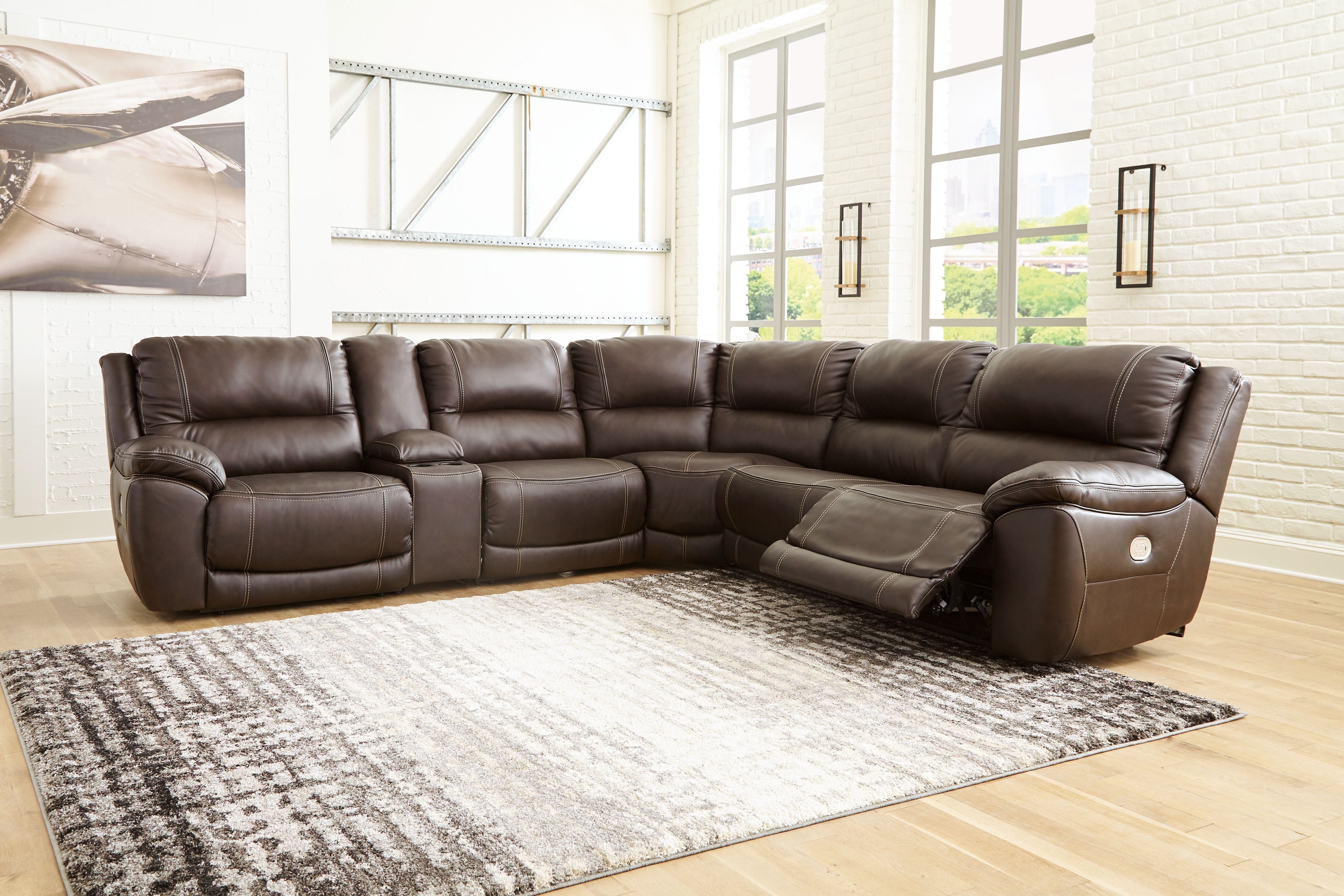 Dunleith Leather Power Reclining Sectional-Signature Design by Ashley®-American Furniture Outlet