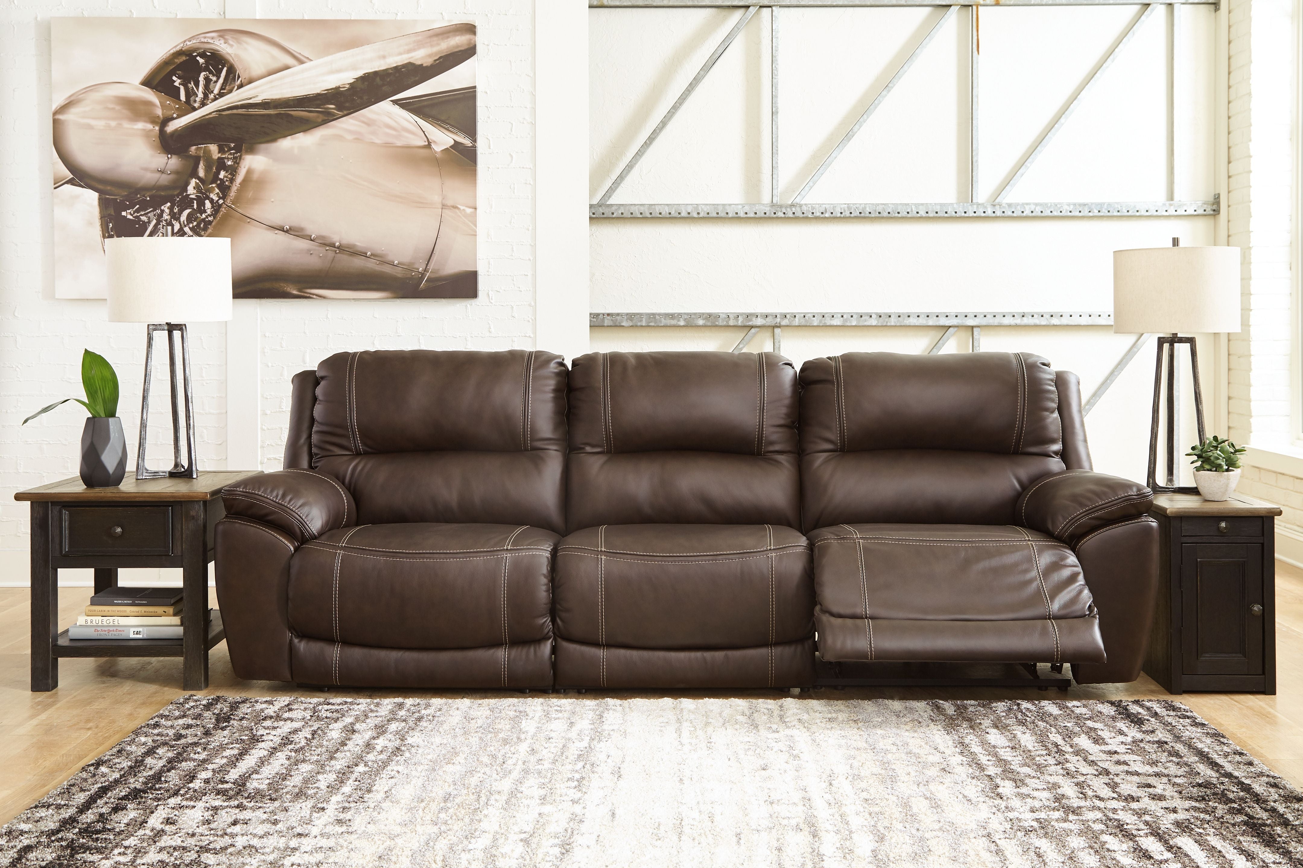 Dunleith Leather Power Reclining Sectional-Signature Design by Ashley®-American Furniture Outlet