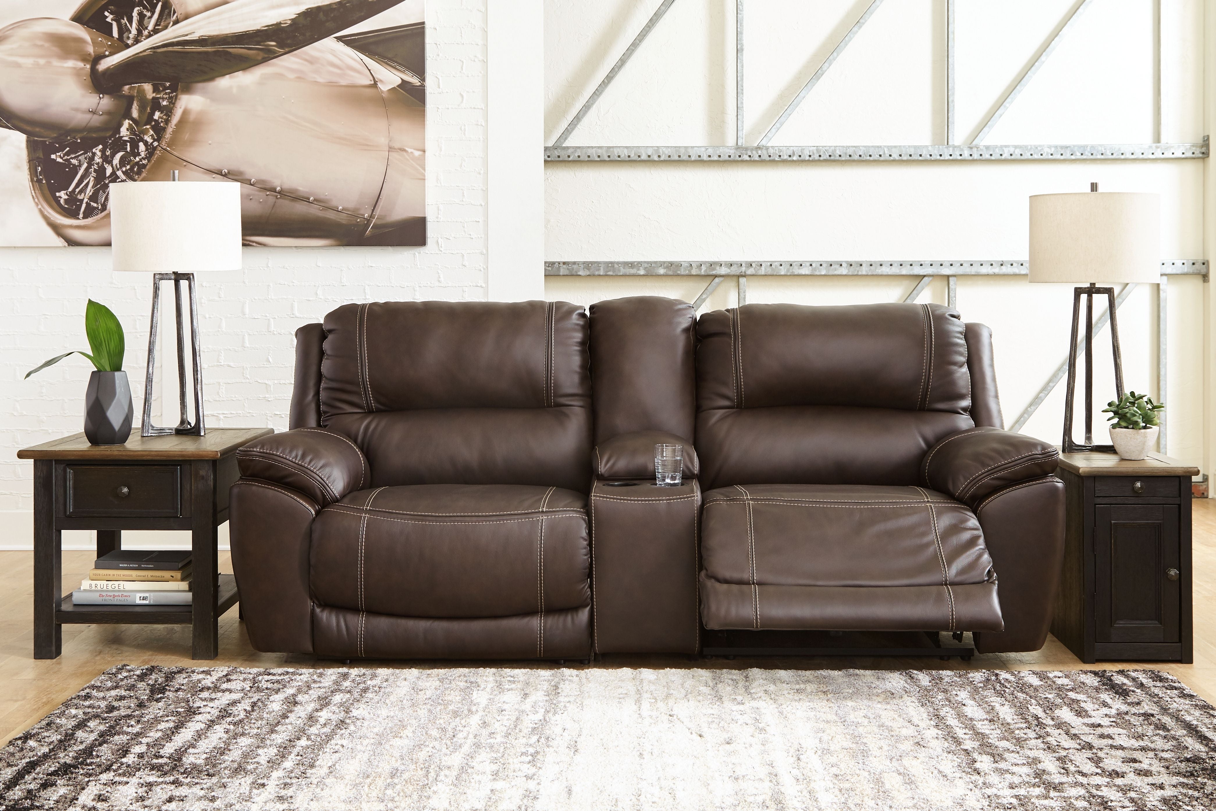 Dunleith Leather Power Reclining Sectional-Signature Design by Ashley®-American Furniture Outlet