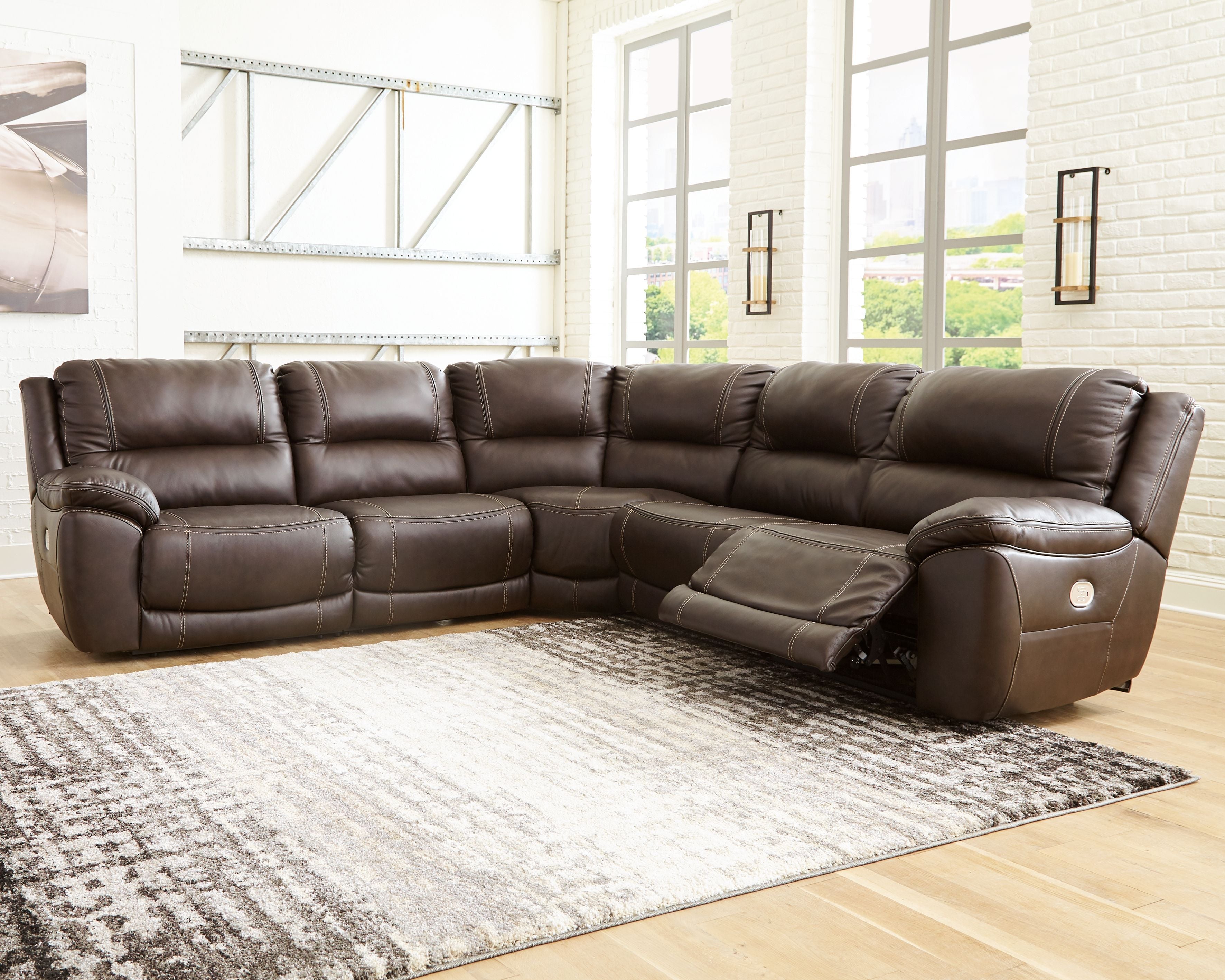 Dunleith Leather Power Reclining Sectional-Signature Design by Ashley®-American Furniture Outlet