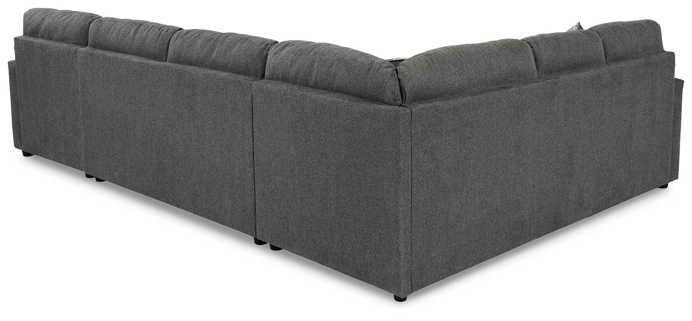 Charcoal corner sectional sofa with chaise-style ottoman and square seat cushions
