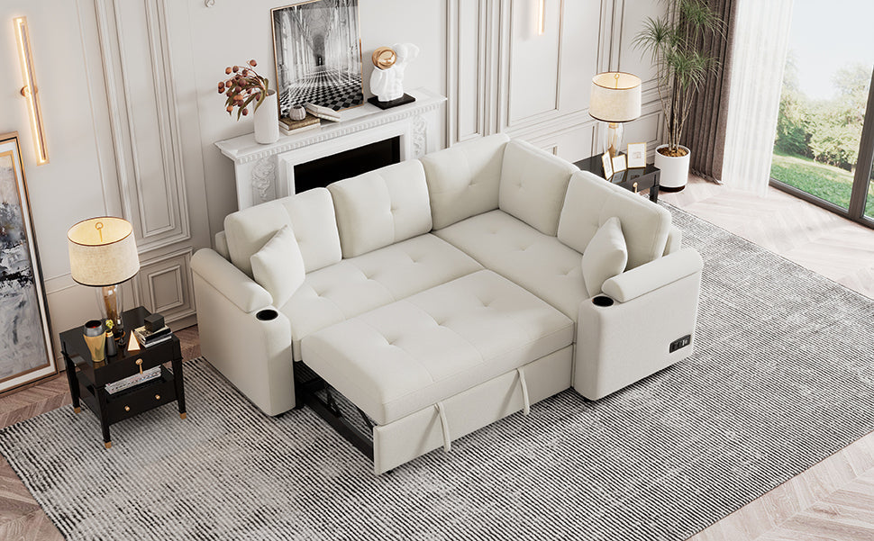 Element - Boucle Sleeper Sectional-American Furniture Outlet