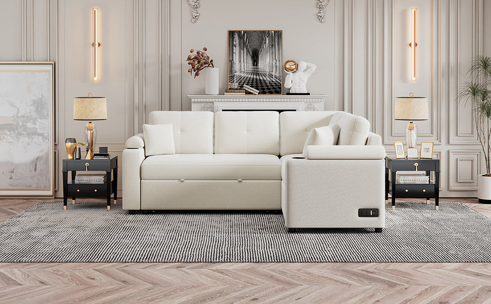 Element - Boucle Sleeper Sectional-American Furniture Outlet