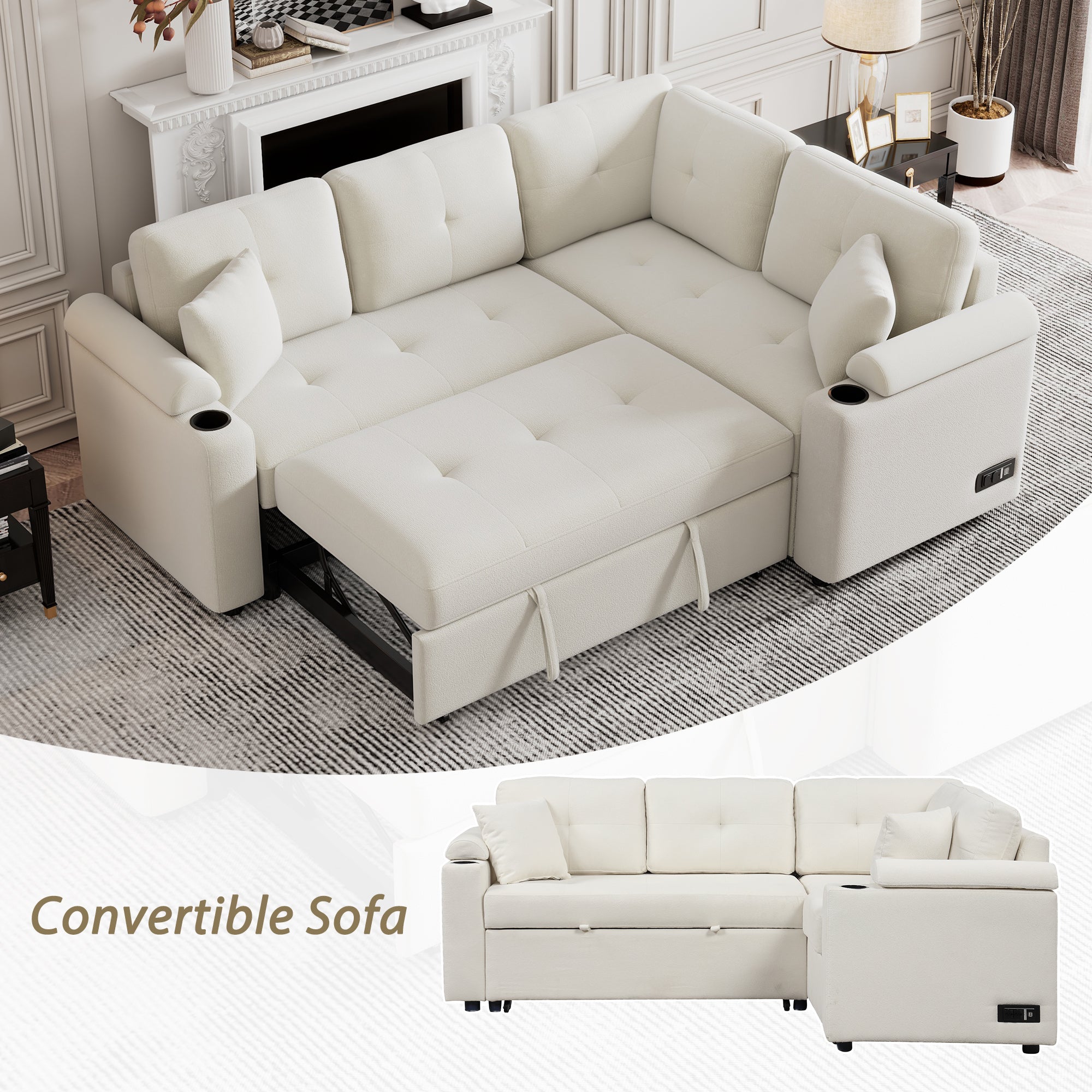 Element - Boucle Sleeper Sectional-American Furniture Outlet