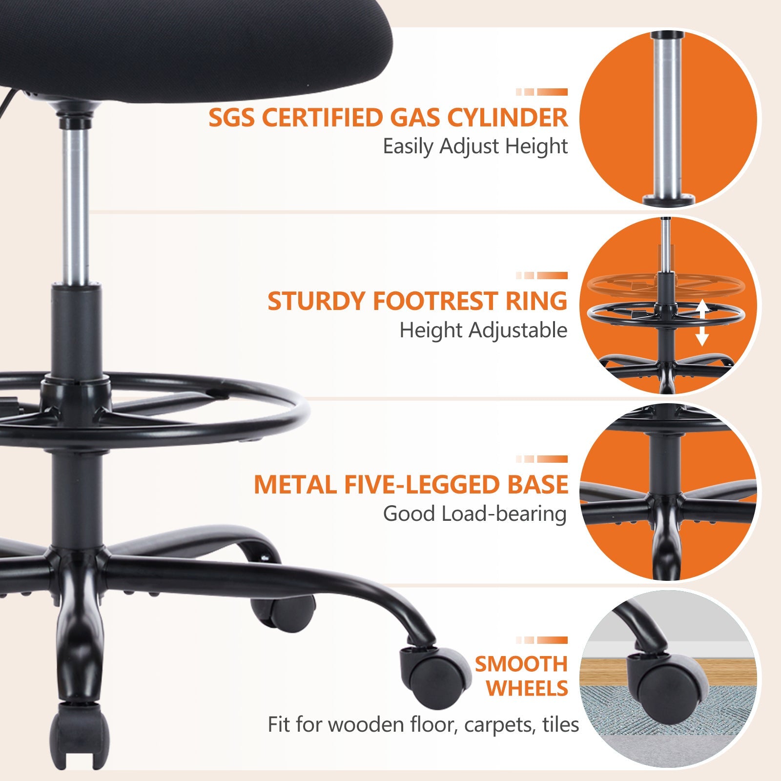 Ergonomic Drafting Chair-American Furniture Outlet