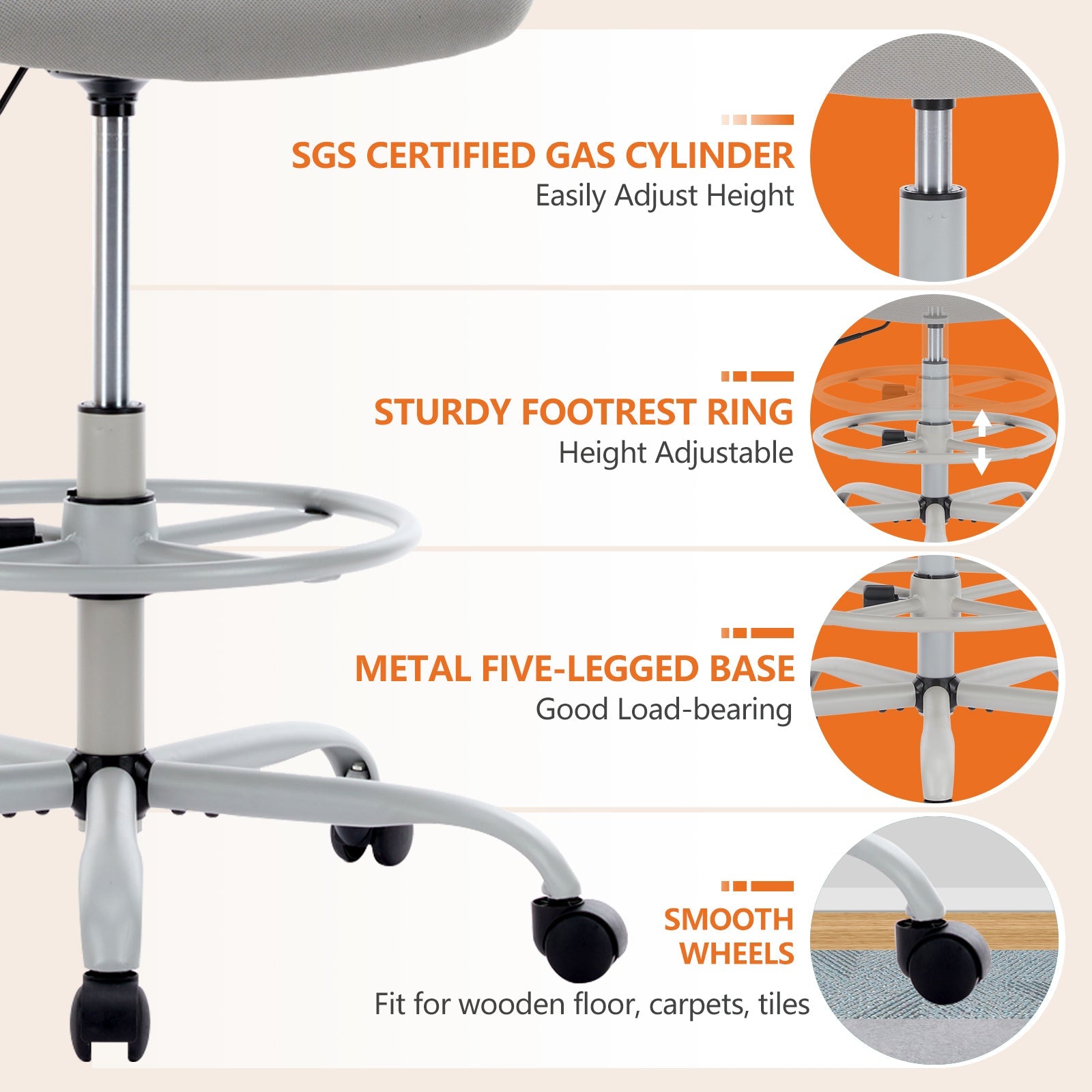 Ergonomic Drafting Chair-American Furniture Outlet