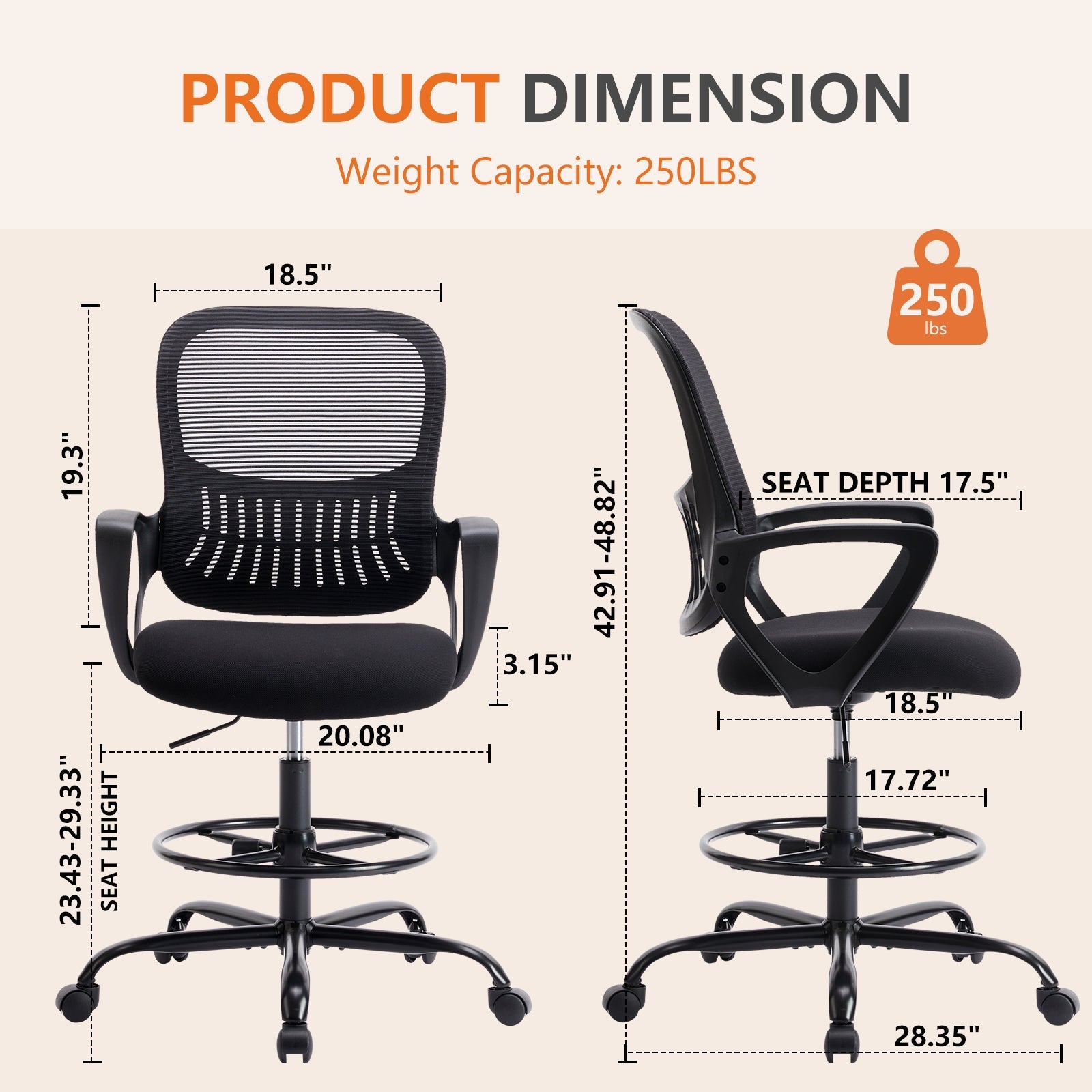 Ergonomic Drafting Chair-American Furniture Outlet