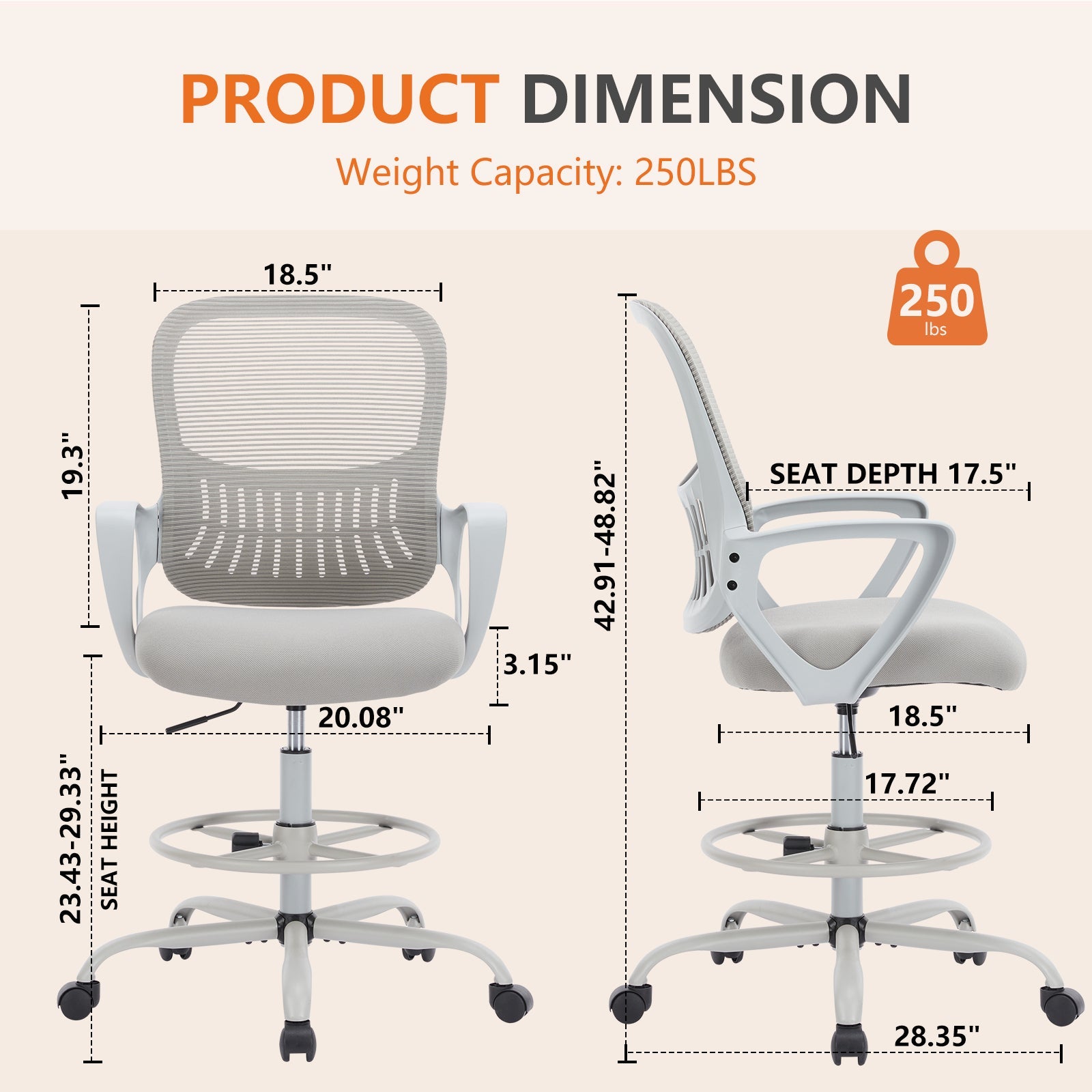 Ergonomic Drafting Chair-American Furniture Outlet