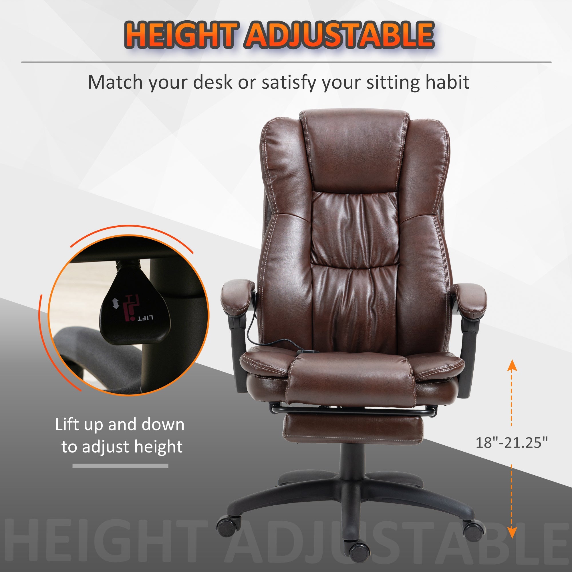 Ergonomic Massage Office Chair-American Furniture Outlet