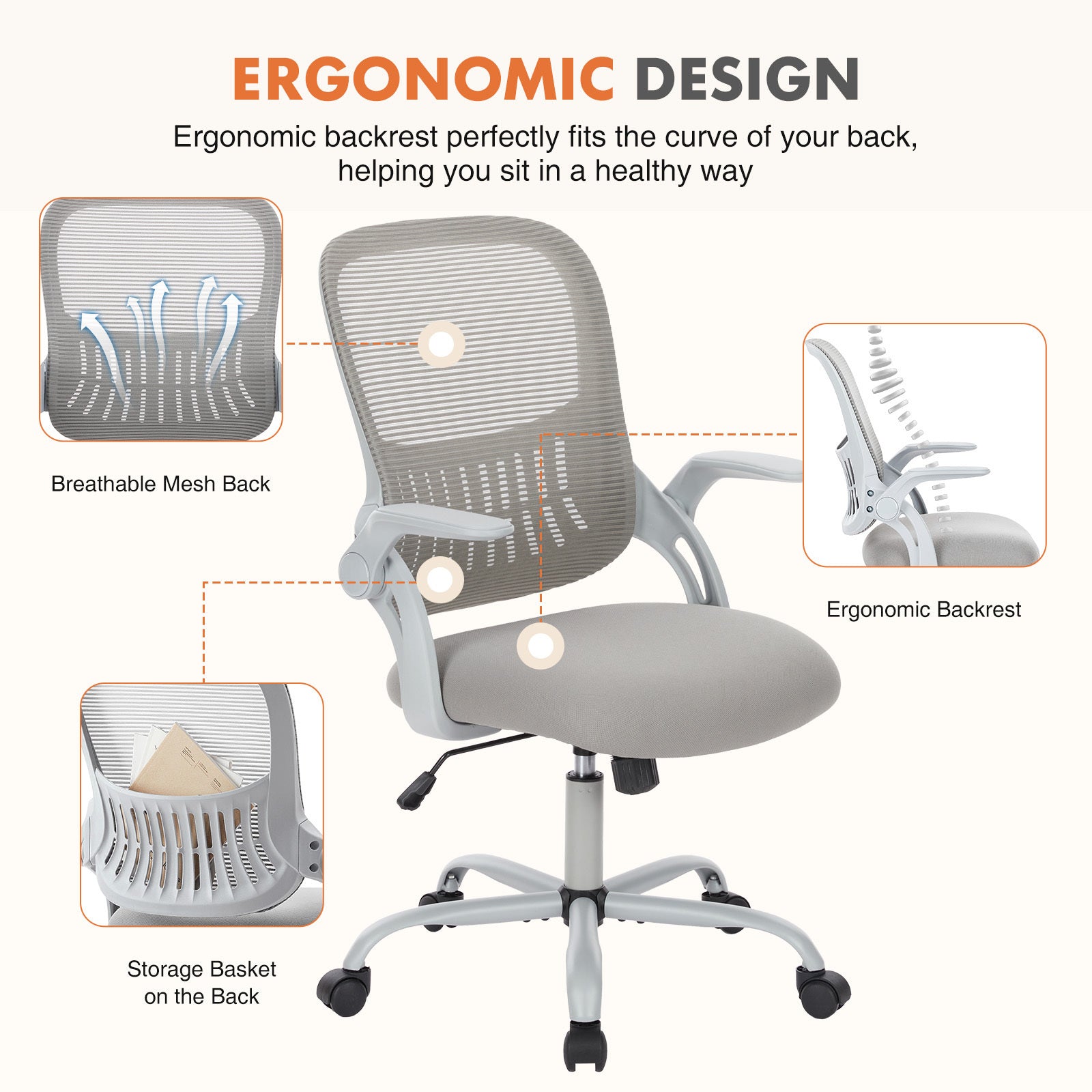 Ergonomic Mesh Office Chair-American Furniture Outlet