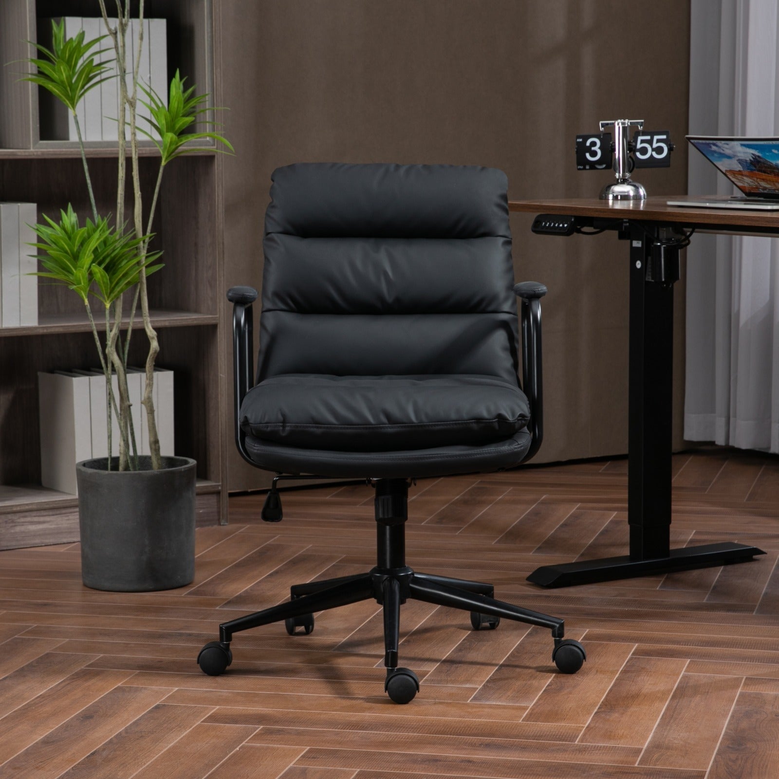 Ergonomic Office Chair with 40° Recline & Padded Armrest- Black-American Furniture Outlet