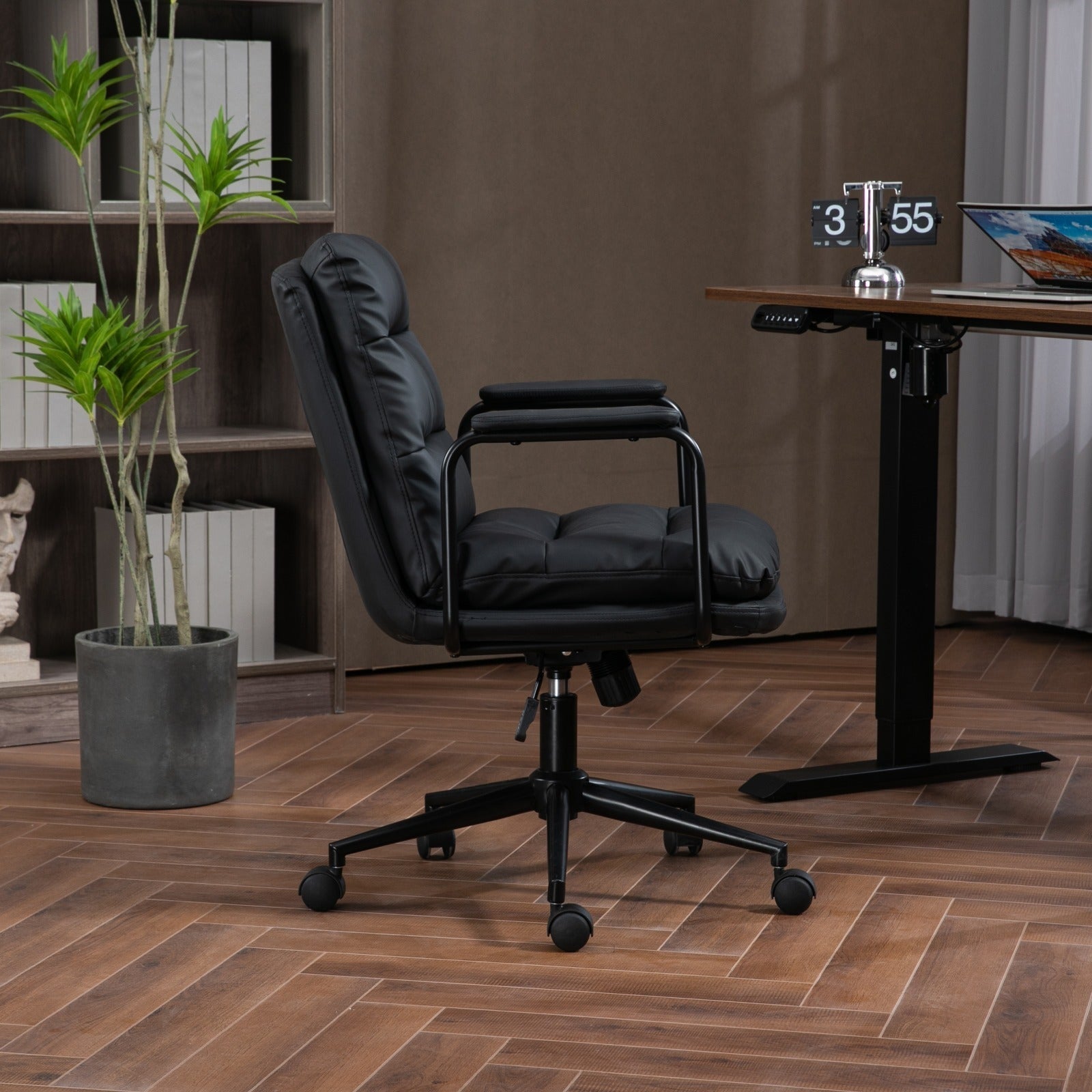 Ergonomic Office Chair with 40° Recline & Padded Armrest- Black-American Furniture Outlet