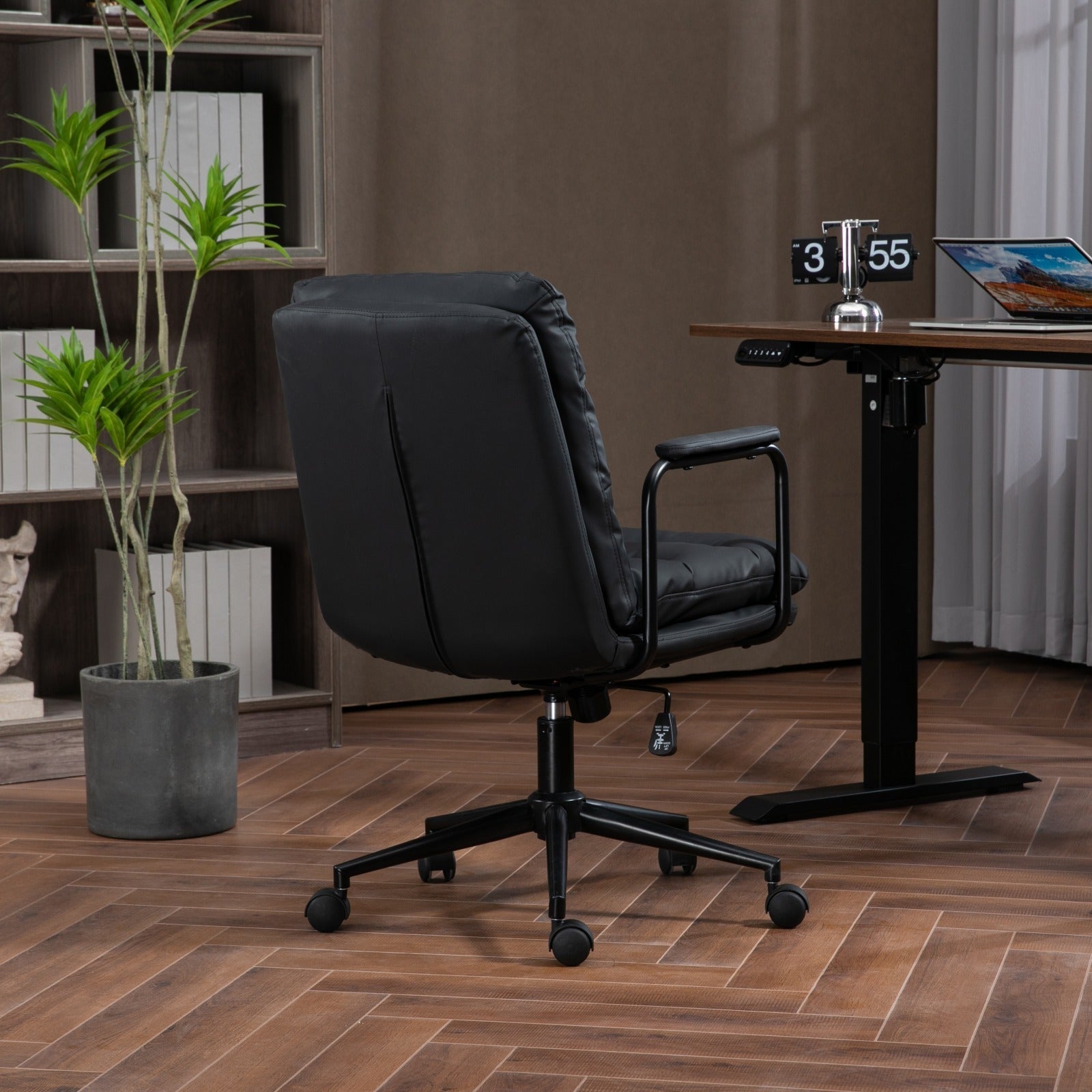 Ergonomic Office Chair with 40° Recline & Padded Armrest- Black-American Furniture Outlet