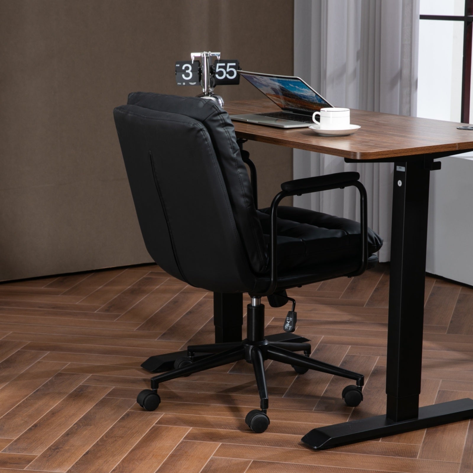 Ergonomic Office Chair with 40° Recline & Padded Armrest- Black-American Furniture Outlet