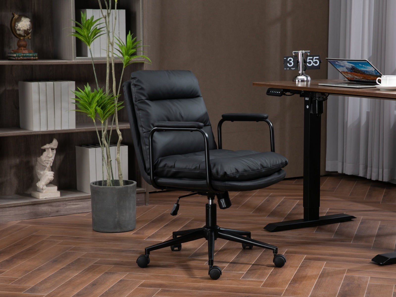 Ergonomic Office Chair with 40° Recline & Padded Armrest- Black-American Furniture Outlet