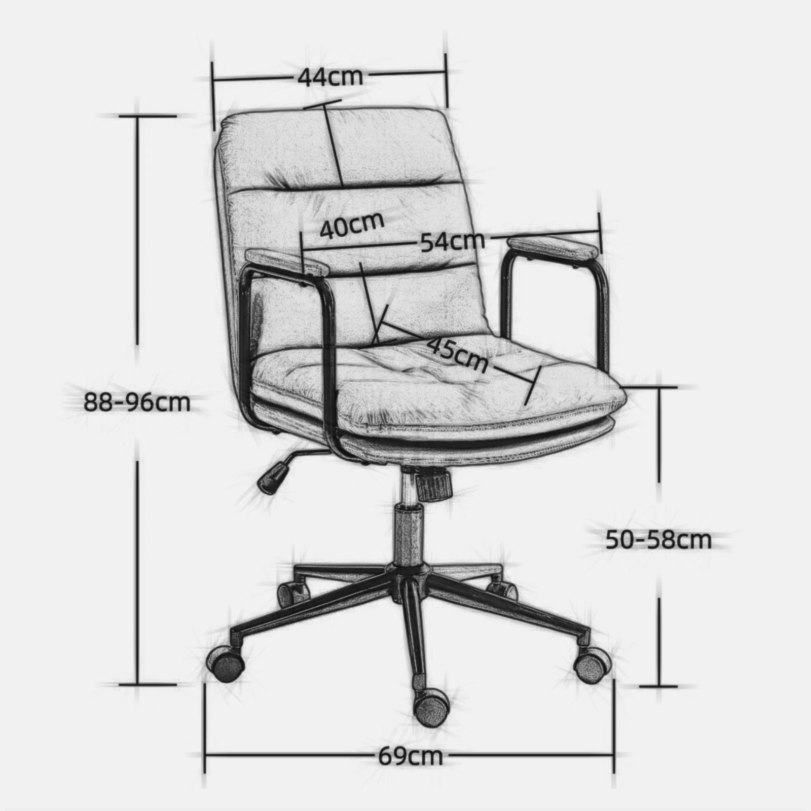 Ergonomic Office Chair with 40° Recline & Padded Armrest- Black-American Furniture Outlet