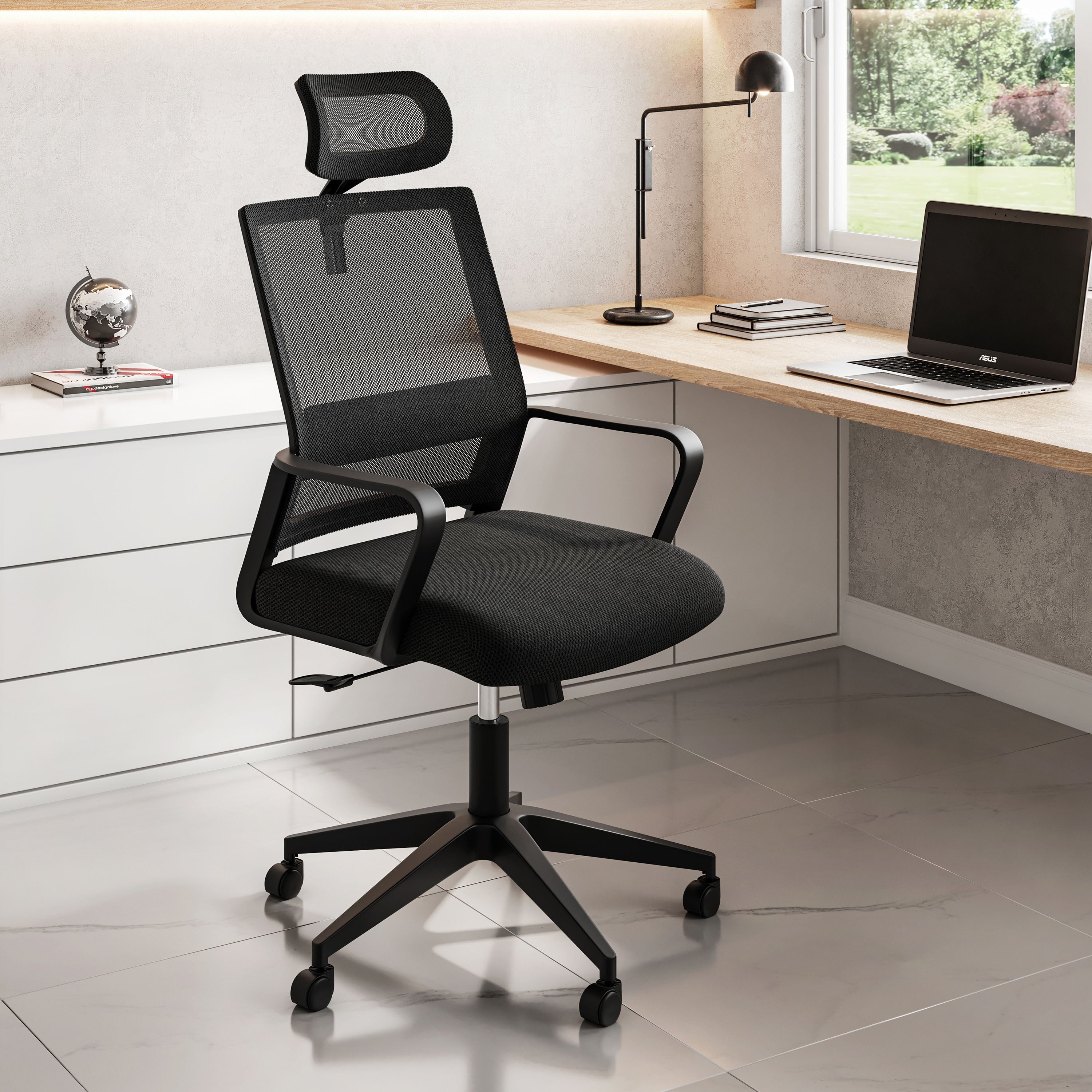 Ergonomic Office Chair with Lumbar Support & Headrest-American Furniture Outlet