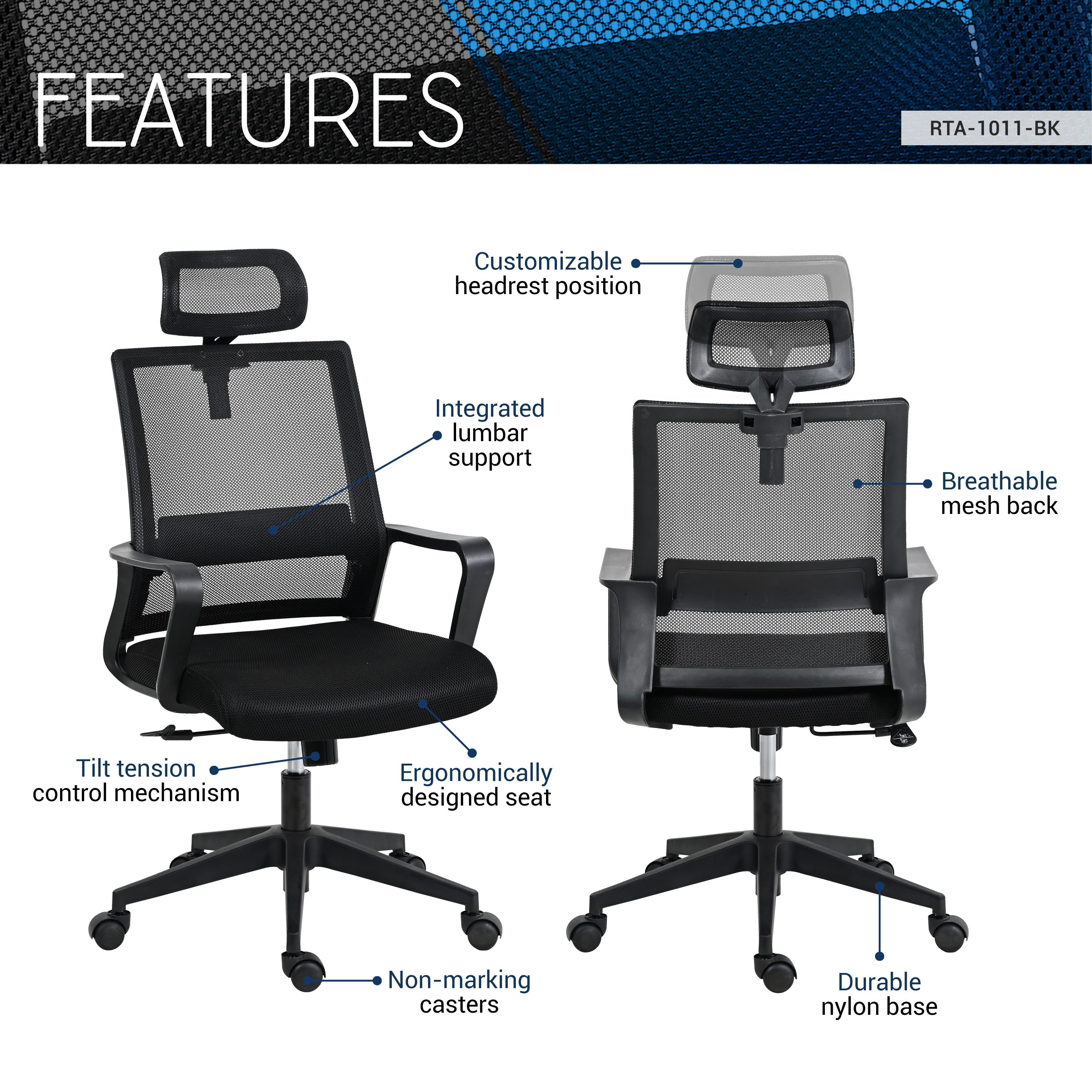 Ergonomic Office Chair with Lumbar Support & Headrest-American Furniture Outlet