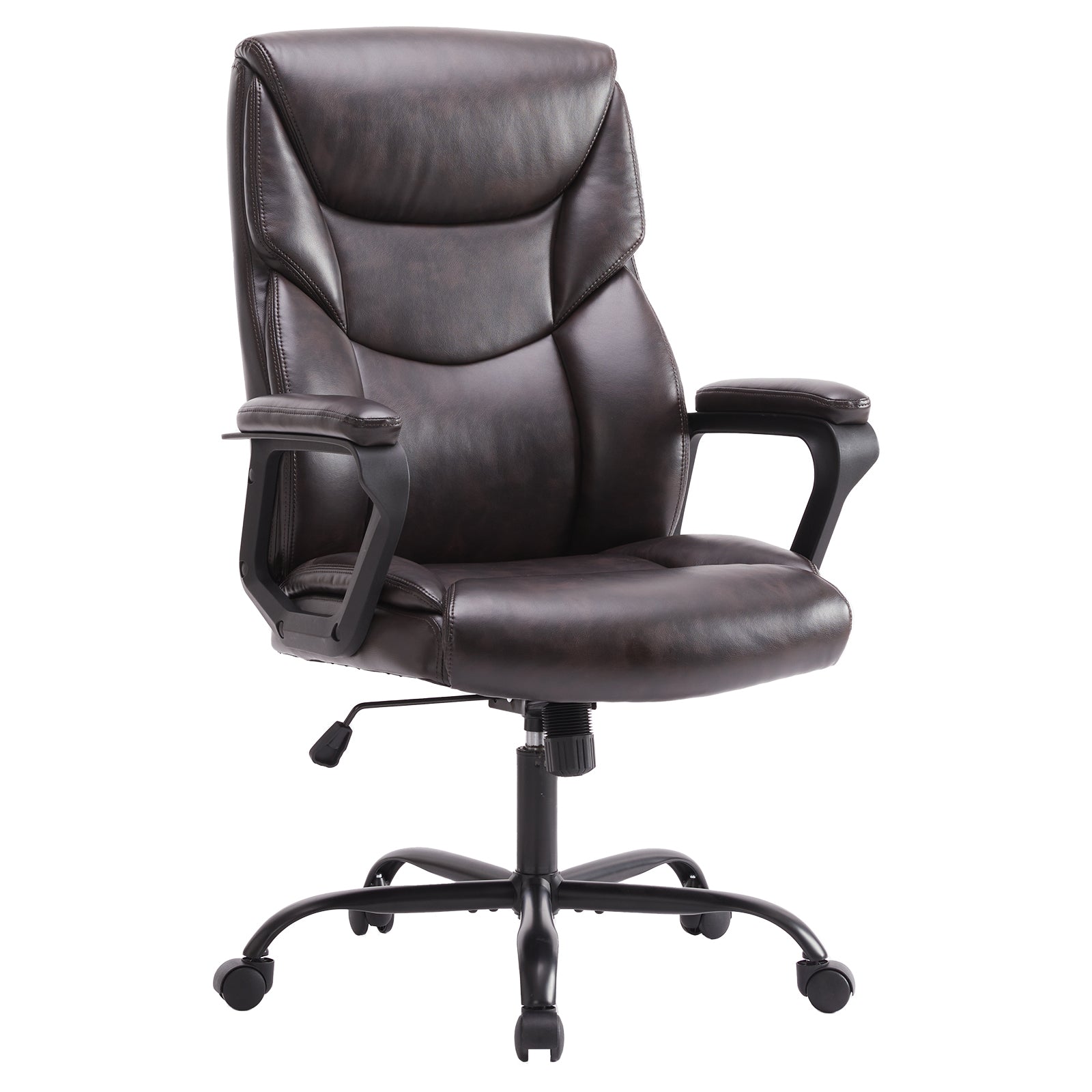 Ergonomic PU Leather Desk Chair with Armrests-American Furniture Outlet