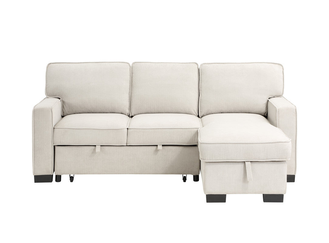 Estelle Sleeper Sectional - Beige Fabric, Storage & USB-American Furniture Outlet