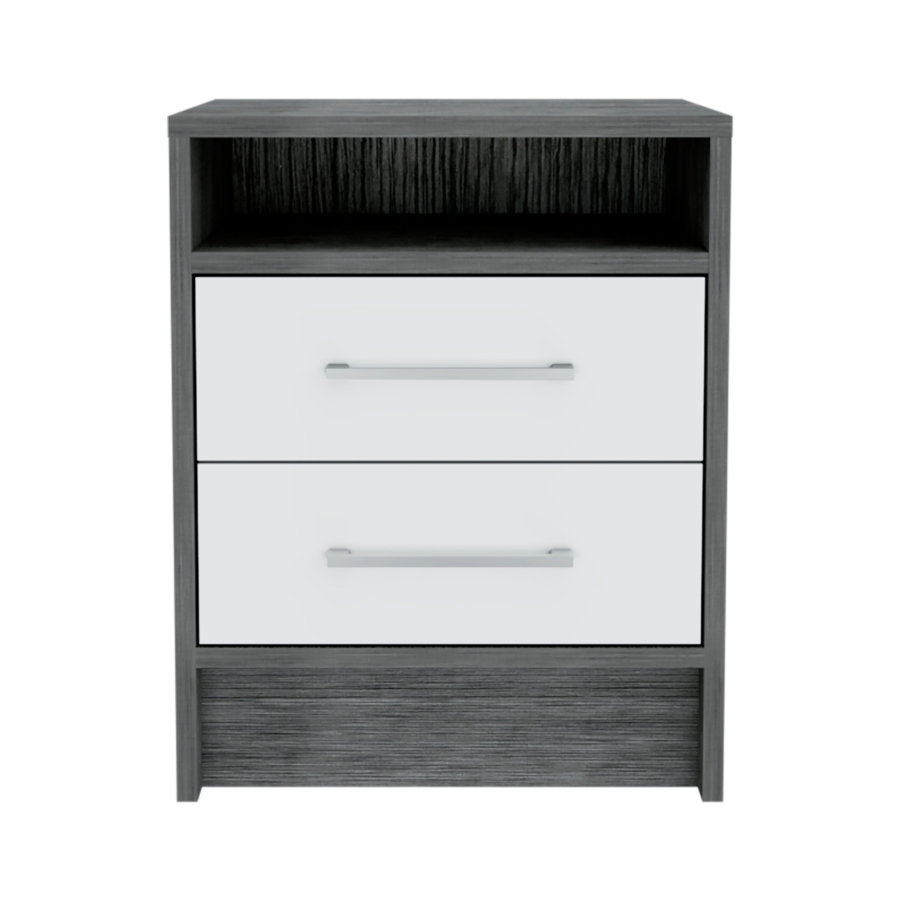 Eter Nightstand, 2 Drawers, Oak/White-American Furniture Outlet