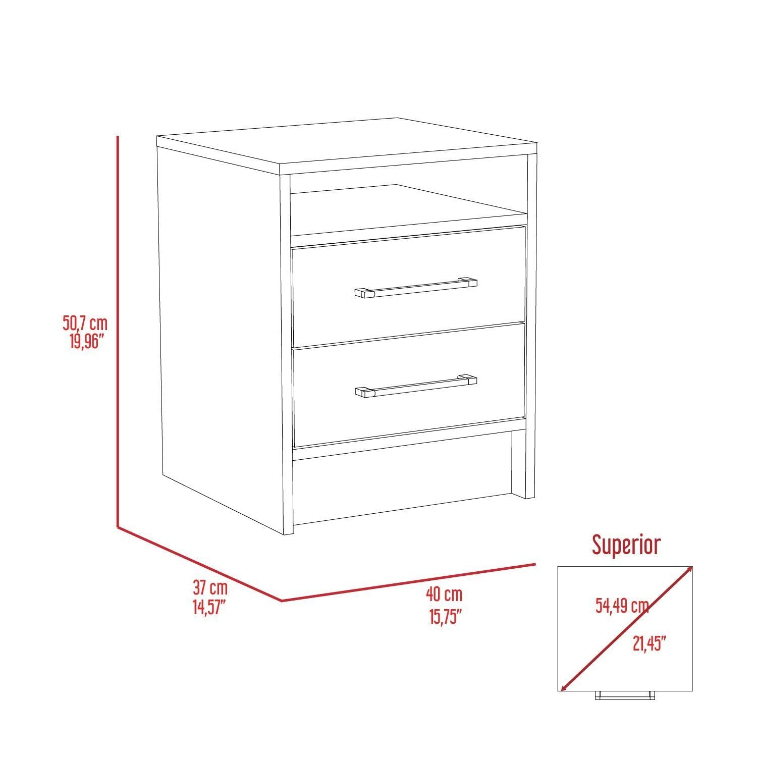 Eter Nightstand, 2 Drawers, Oak/White-American Furniture Outlet