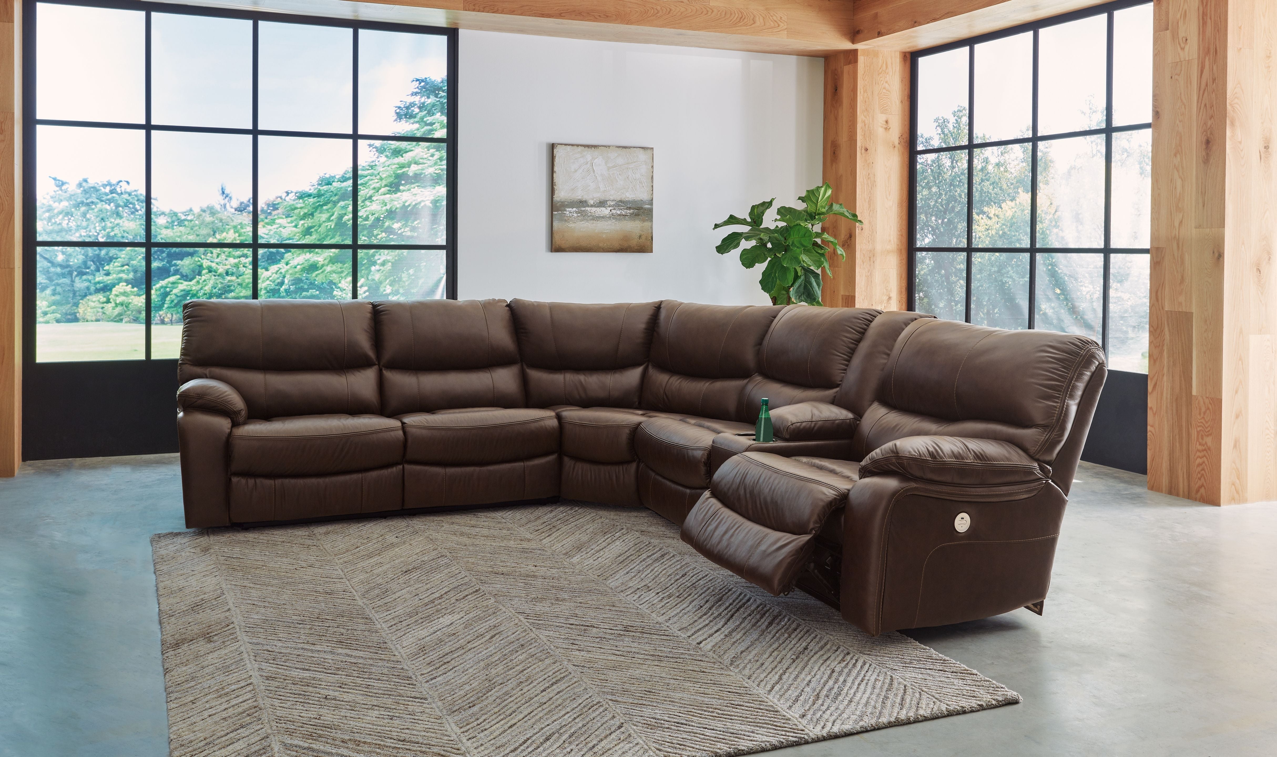 Family Circle Brown Power Reclining Sectional-Signature Design by Ashley®-American Furniture Outlet