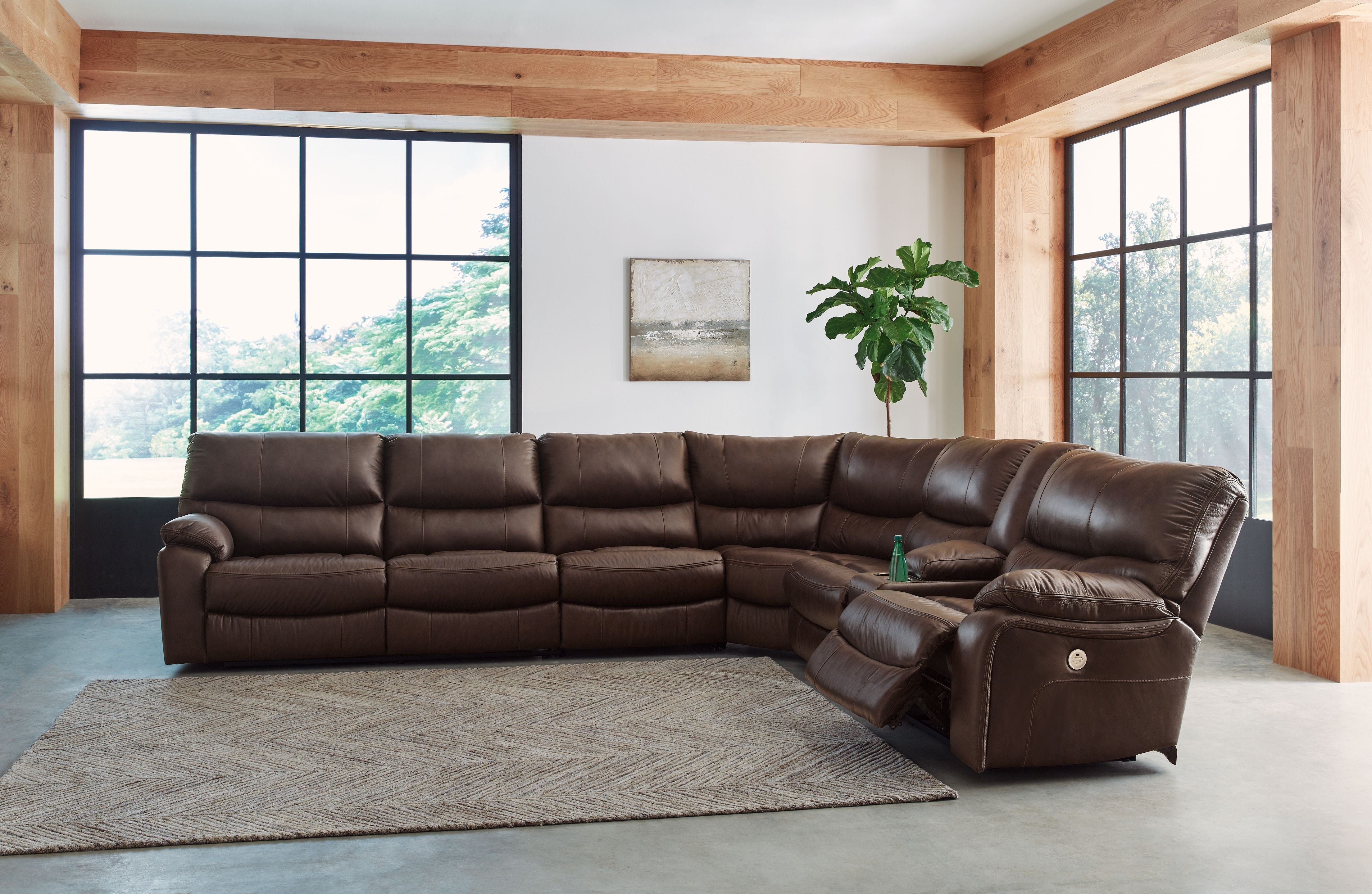 Family Circle Brown Power Reclining Sectional-Signature Design by Ashley®-American Furniture Outlet