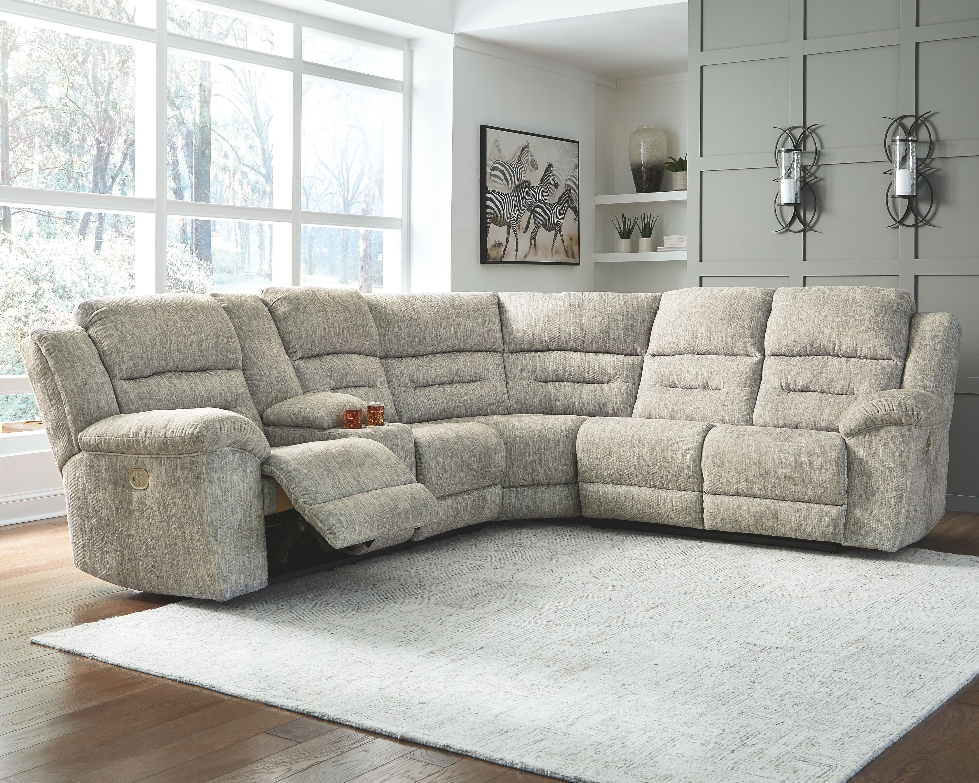 Family Den Gray Power Reclining Sectional-Millennium® by Ashley-American Furniture Outlet